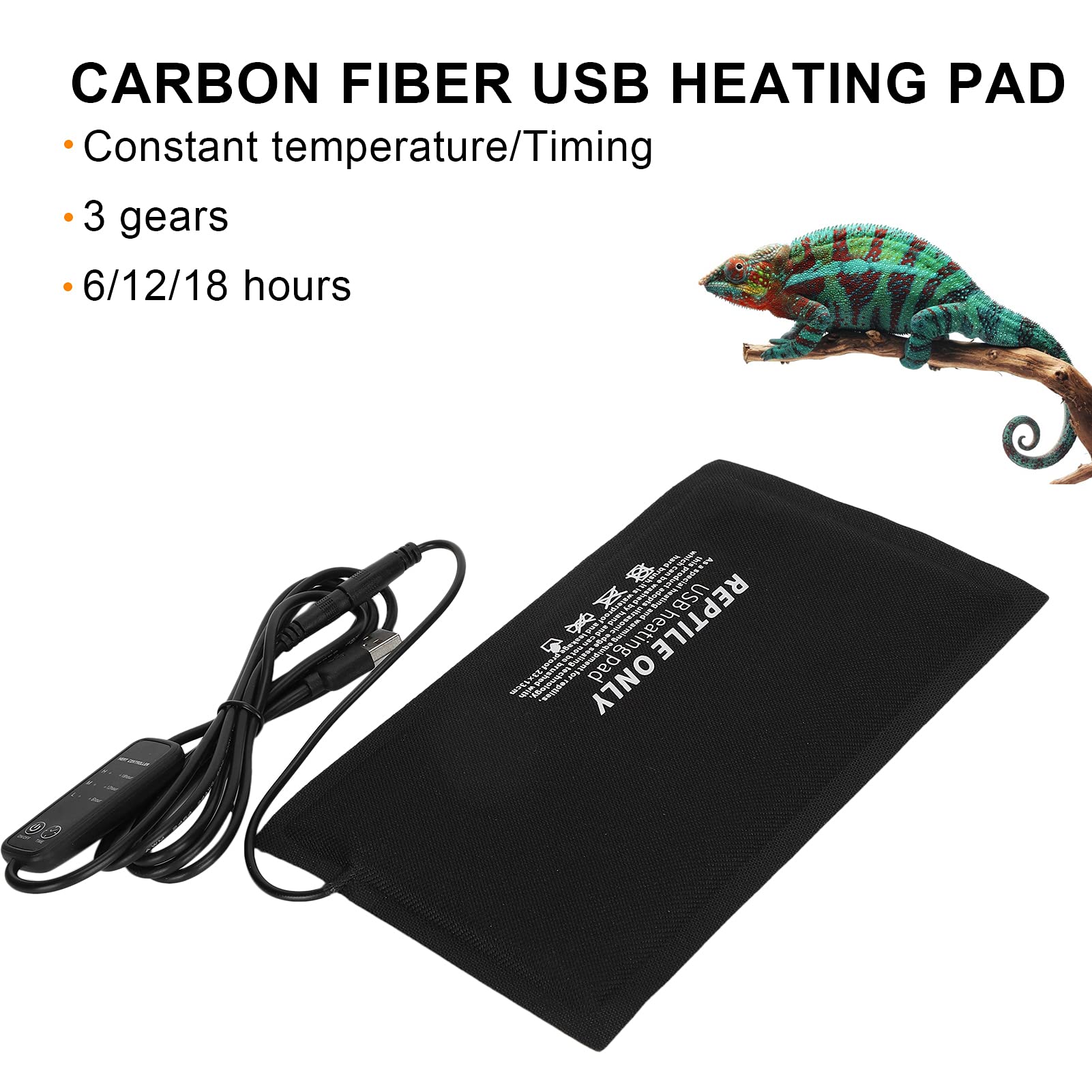 Reptile Heat Pad - Waterproof Heating Mat for Turtles, Snakes, Lizards & Small Pets | Thermostat Controlled Safe Warming Solution for Terrariums, Vivariums & Pet Habitats | Perfect for Cold Climates & Nighttime Use