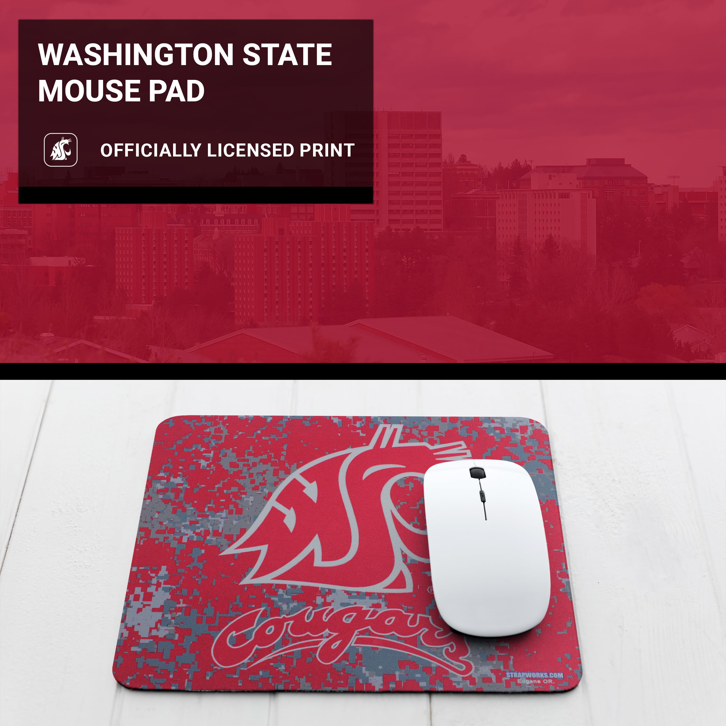 Washington State University Cougars Mouse Pad - Officially Licensed Collegiate Team Gear - Perfect for Home, Office & Gaming Setup
