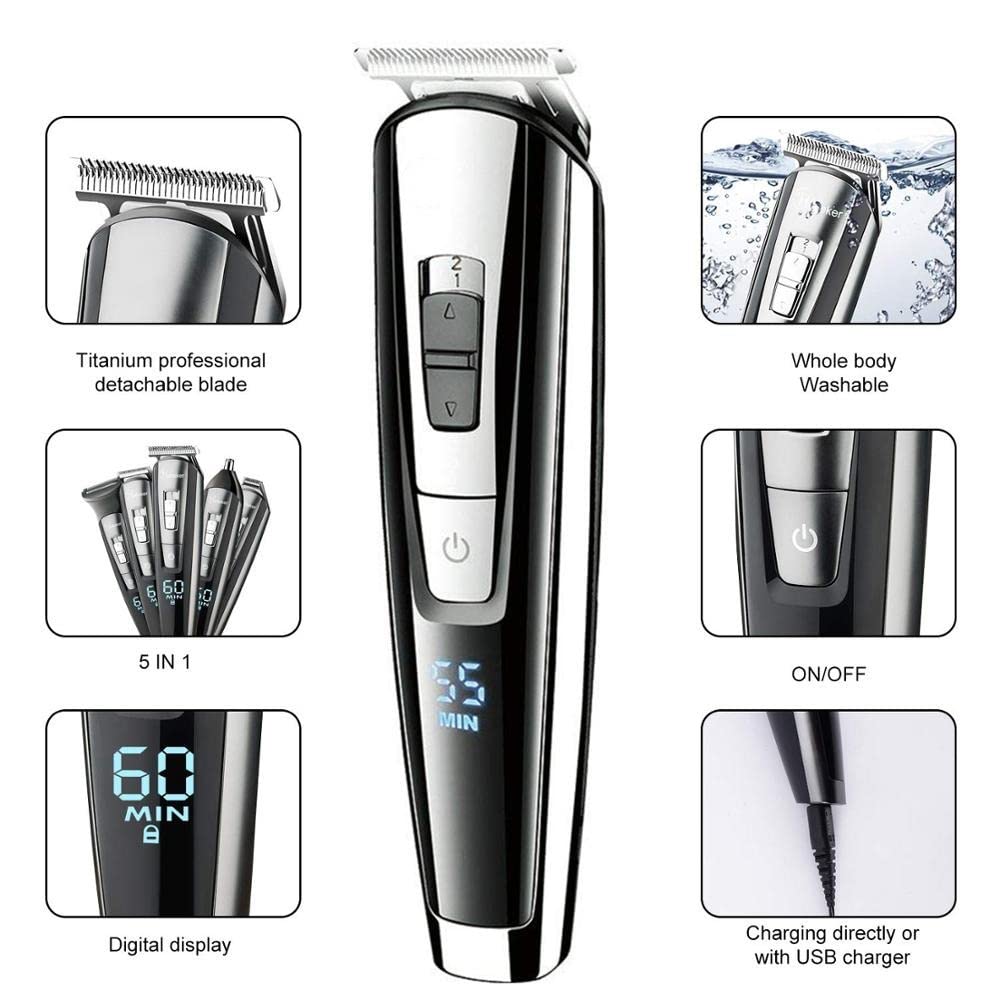 Men's Electric Razor & Grooming Kit - Rechargeable Beard Trimmer, Body Shaver & Facial Hair Clipper with Washable Heads | Perfect for Travel, Home & Professional Use