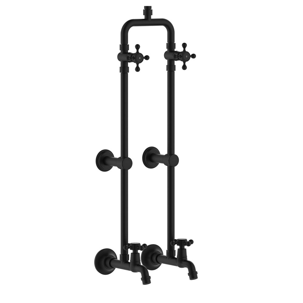 Fienza 455122BK Lillian Matte Black Exposed Rail Shower & Bath Set - Modern Bathroom Fixture for Spa-Like Experience