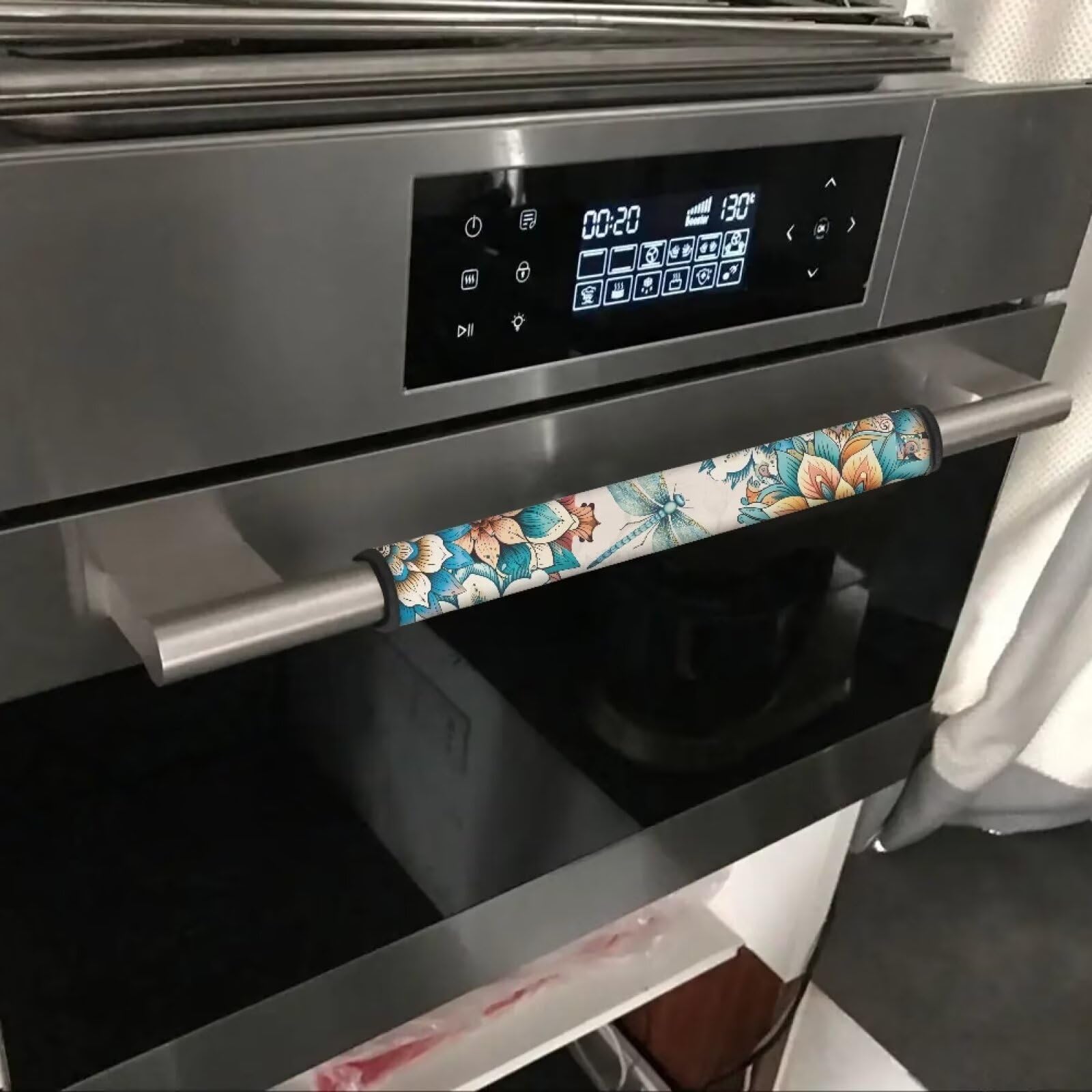 Boho Floral Hummingbird Refrigerator Handle Covers 4-Pack - Microwave & Dishwasher Door Protectors, Non-Slip Kitchen Decor for Home & Office Use