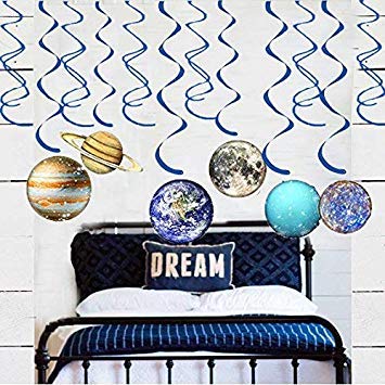 30Pcs Solar System Party Decorations - Outer Space Theme Hanging Planets, Swirls & Stars for Birthday, Baby Shower & Classroom Decor | Perfect for Space-Themed Parties & Astronomy Lovers