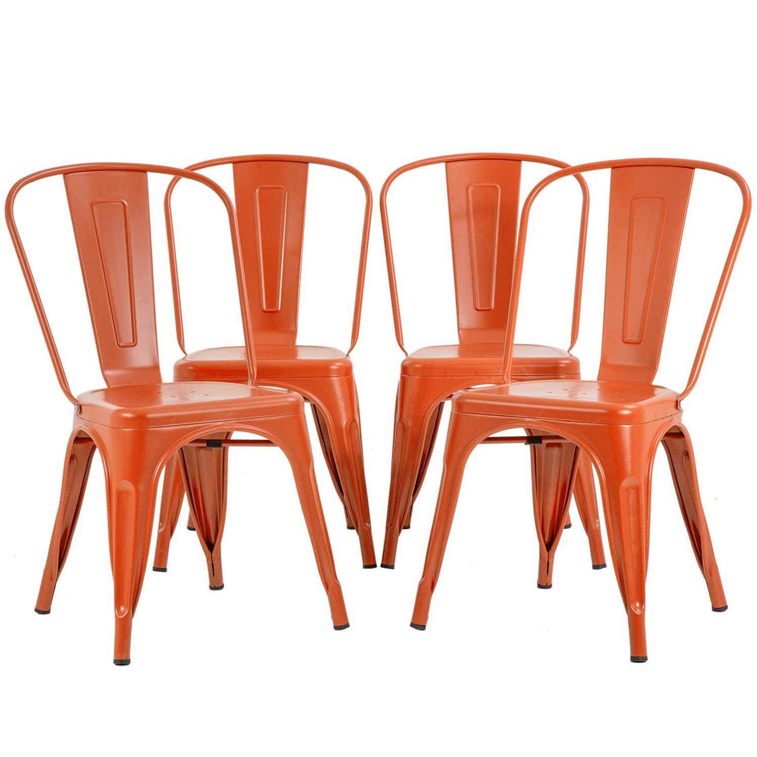 FDW Metal Dining Chairs Set of 4 - Indoor/Outdoor Stackable Patio Chairs with 18