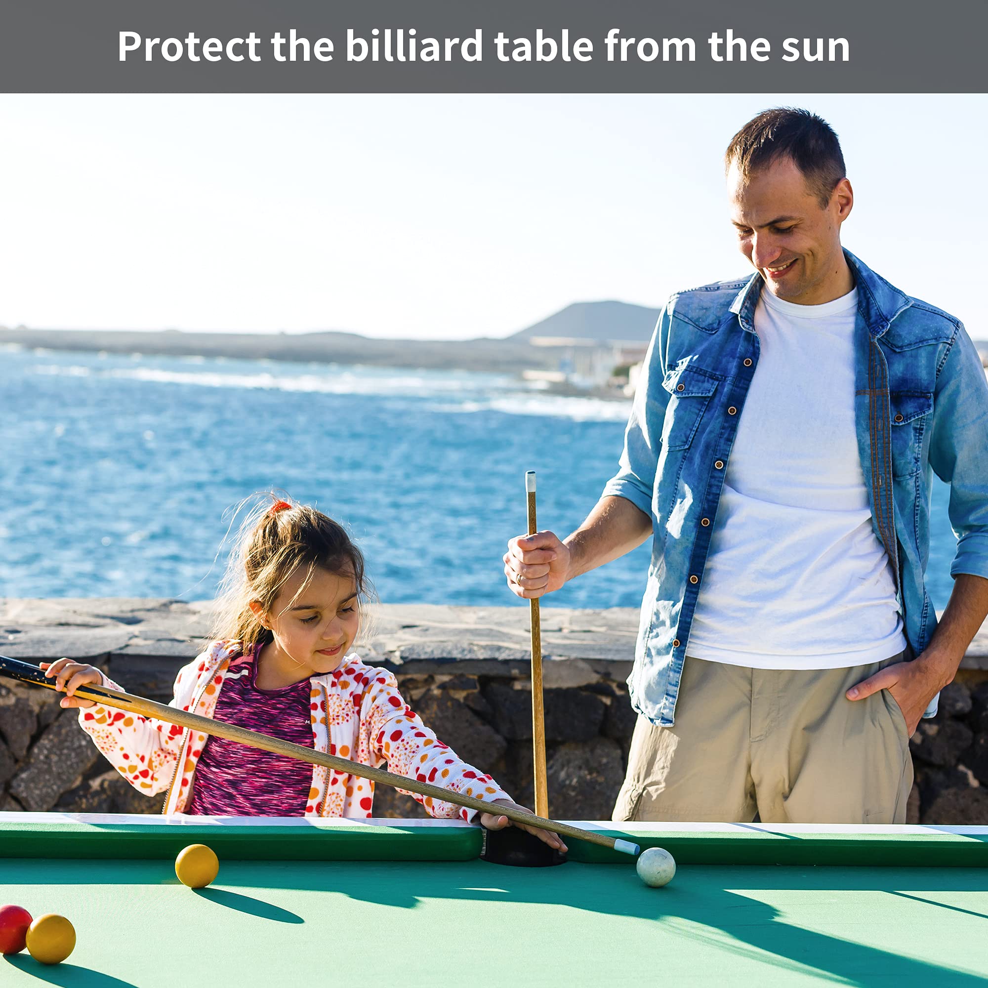NEXCOVER Leatherette Billiard Pool Table Cover - 8 Foot Heavy Duty Waterproof & Tearproof Table Protector for Indoor/Outdoor Use - Perfect for Home Game Rooms, Bars, and Pool Halls - Black