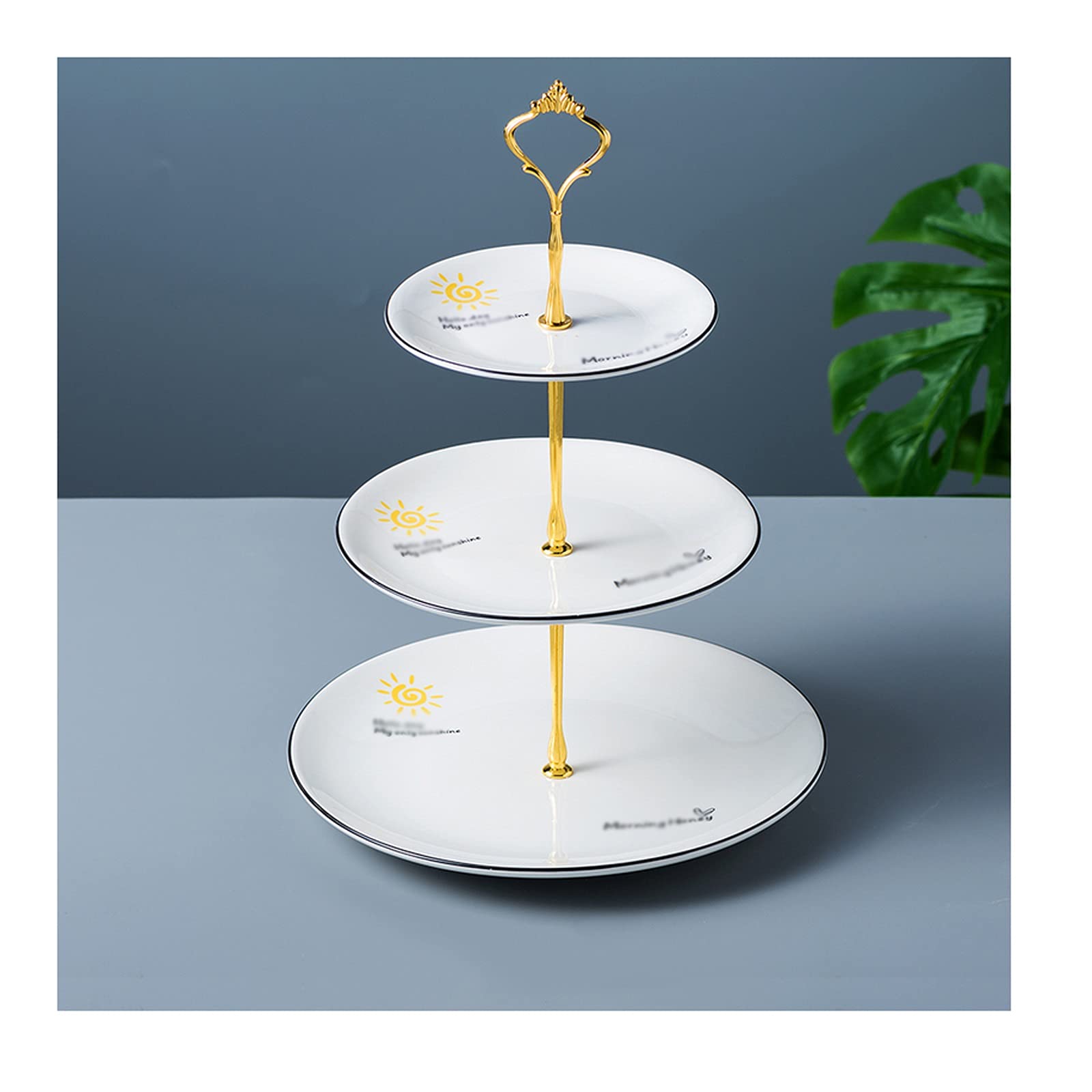 European Style 3-Tier Ceramic Fruit Basket - Elegant Dessert Plate for Cakes, Pastries & Fruits - Perfect for Living Room, Kitchen & Party Serving Tray