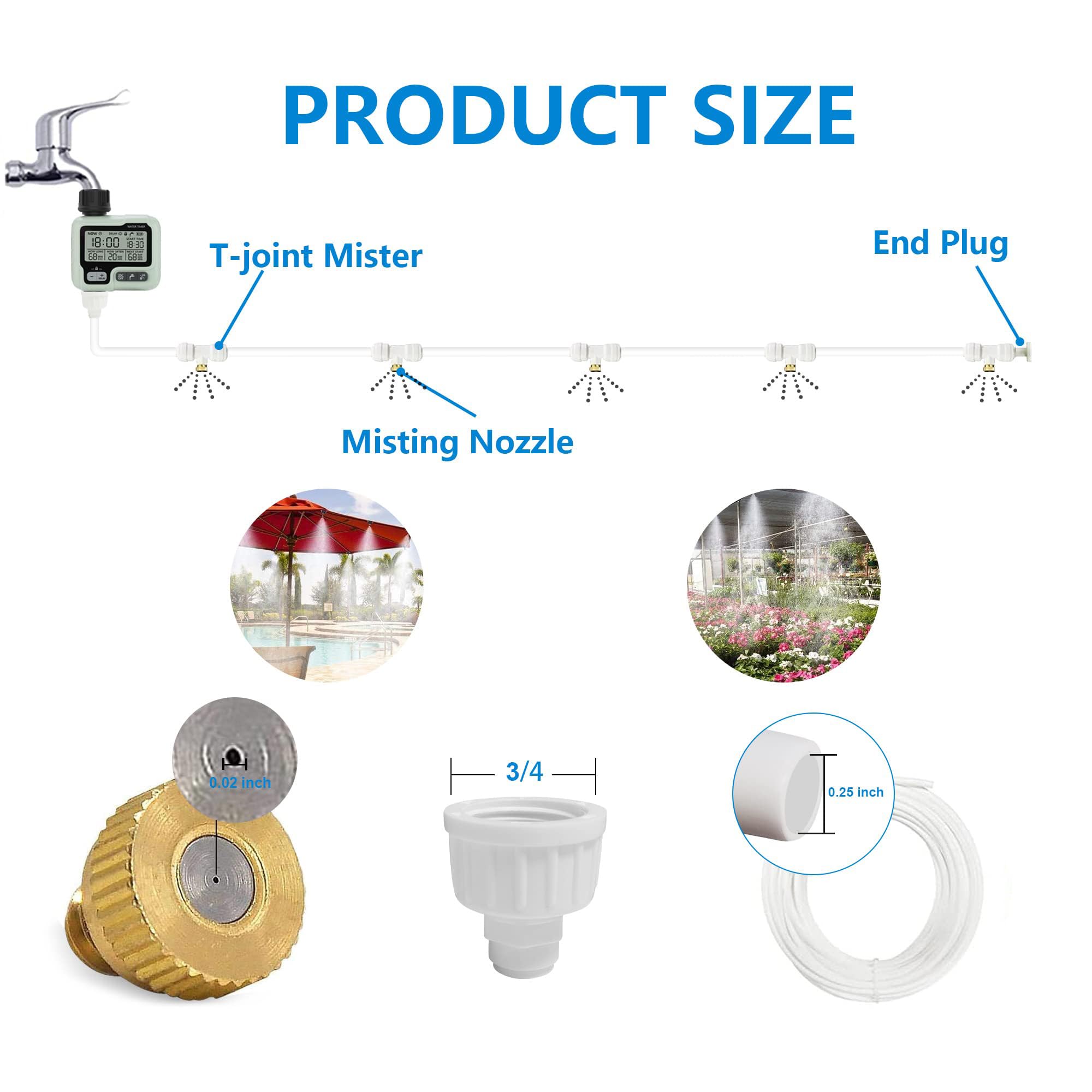 POCKET PANDA Outdoor Misting System with Hose Timer - 50Ft Cooling Water Mist Hose for Patio, Garden & Yard - Programmable Watering for Hot Weather (Black/White) | Perfect for Summer BBQs, Poolside Relaxation & Outdoor Dining