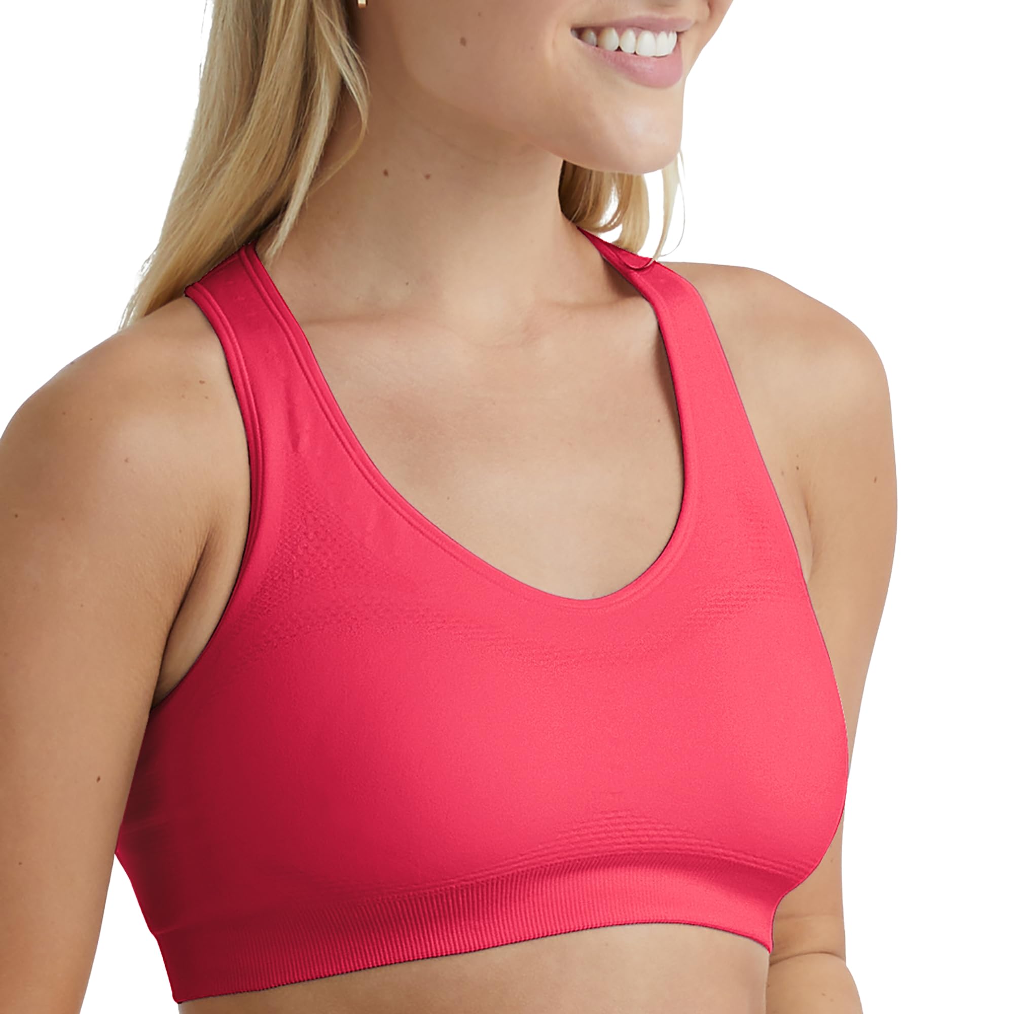 Hanes Women's Seamless Racerback Sports Bra - Moisture Wicking Workout Bra with Moderate Support - 1 or 3 Pack for Yoga, Running & Gym Activities