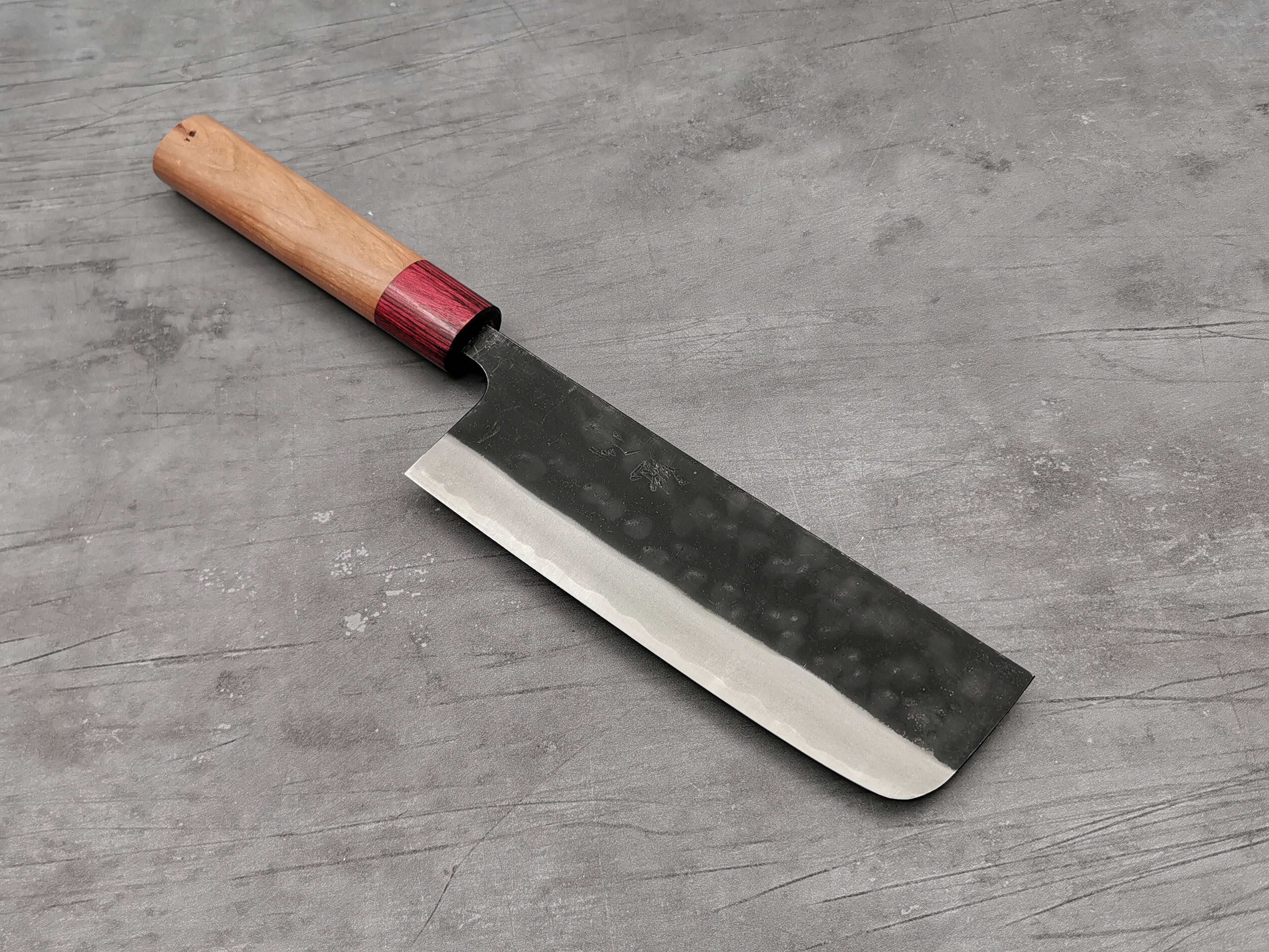 Premium Nakamura Hamono Kaishin Blue #2 Kurouchi Nakiri Knife - Japanese Carbon Steel Chef's Knife for Professional Slicing, Dicing & Vegetable Prep - Perfect for Home Cooks & Professional Kitchens