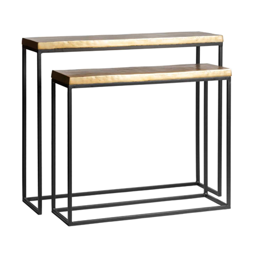 Maxon Metal Console Set of 2 - Modern Side Tables with Storage Shelf - Perfect for Living Room, Bedroom, or Office Decor