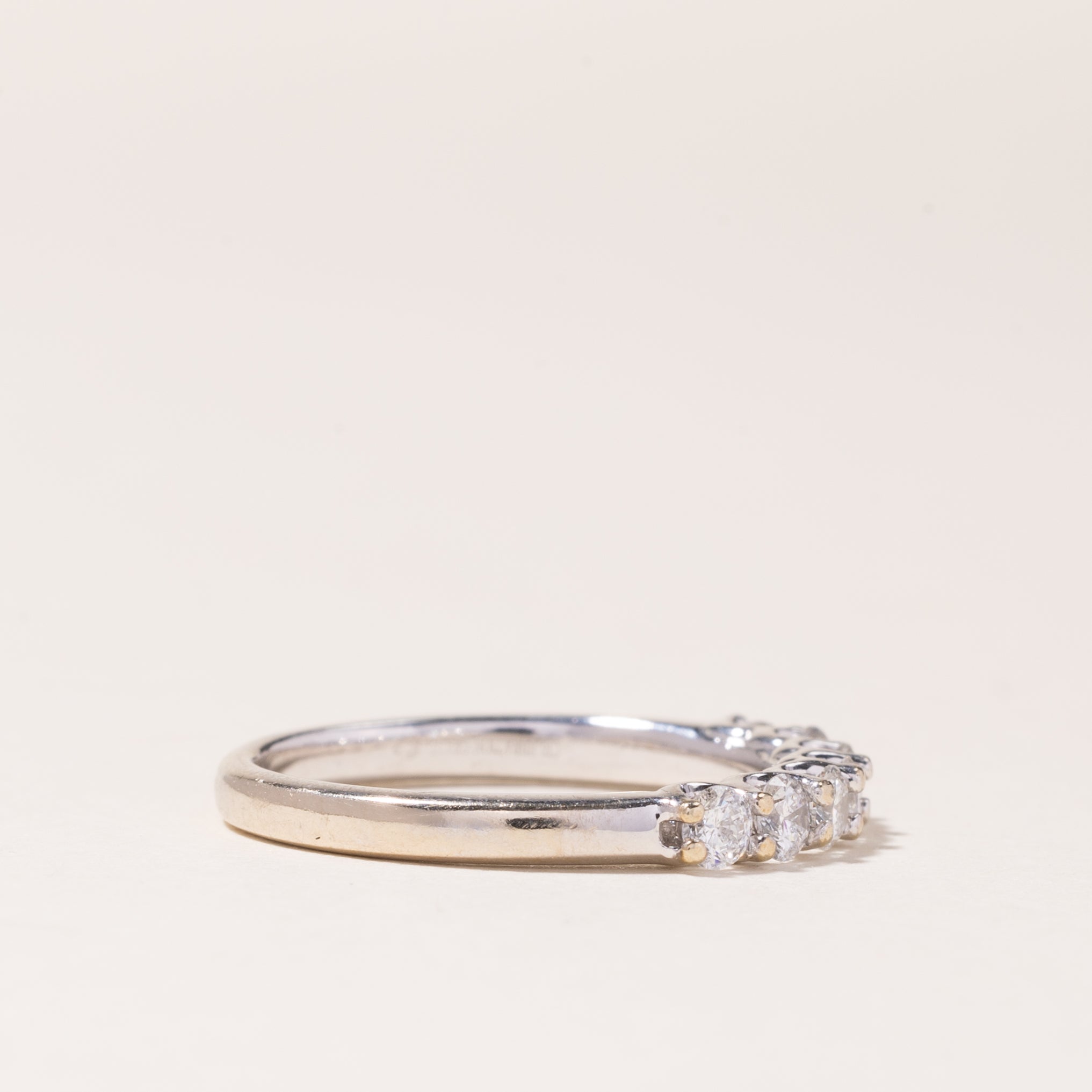 14K White Gold Semi Eternity Diamond Band Ring - 0.50ctw Total Weight | Size 6.25 | Perfect for Anniversary, Engagement, Wedding & Everyday Elegance