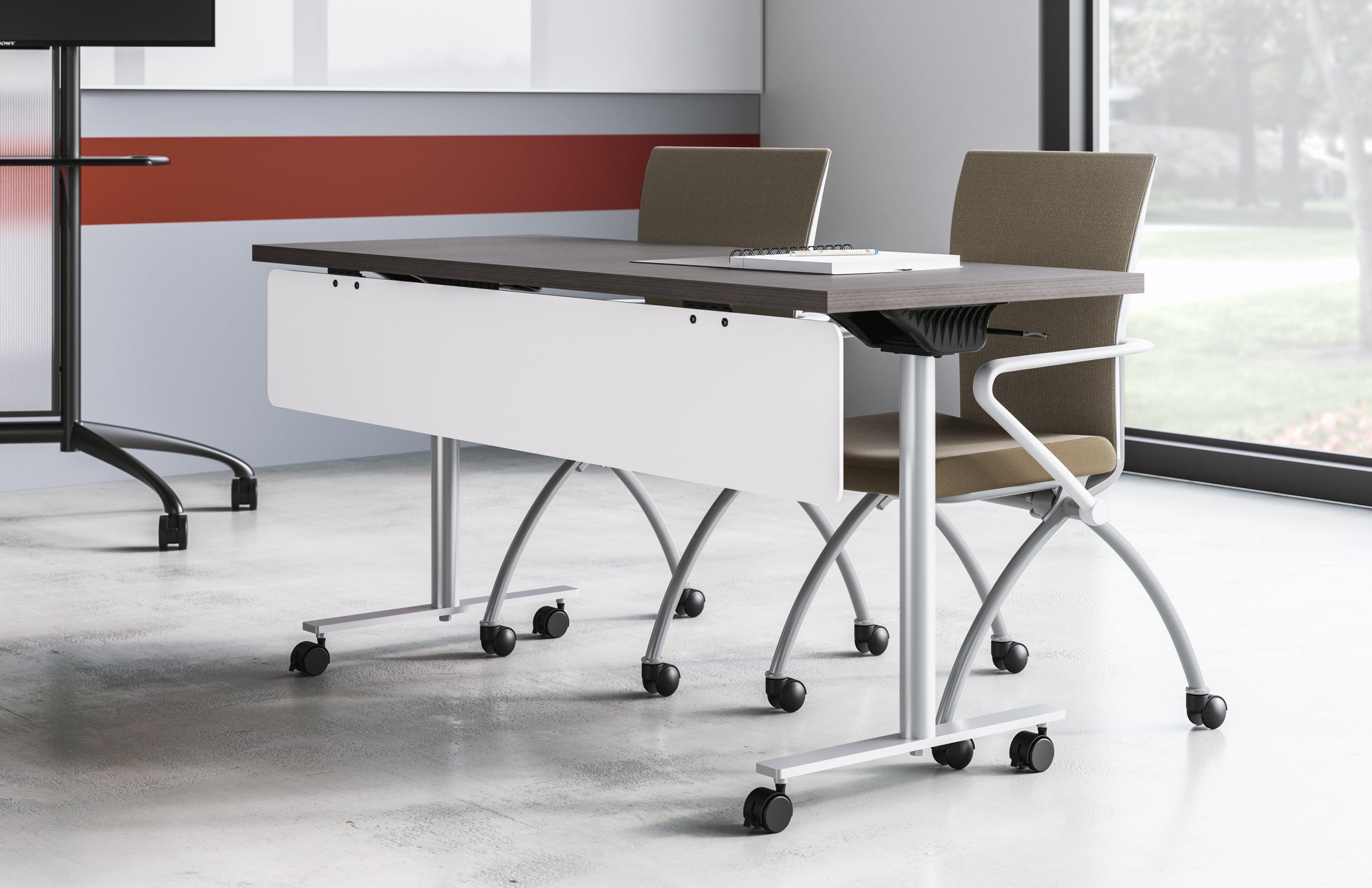 Safco JURNI 60 x 24 Inch Flip Top Table with Locking Casters [JN6024NFLPCA] - Perfect for Office, Classroom, and Home Workspace Use