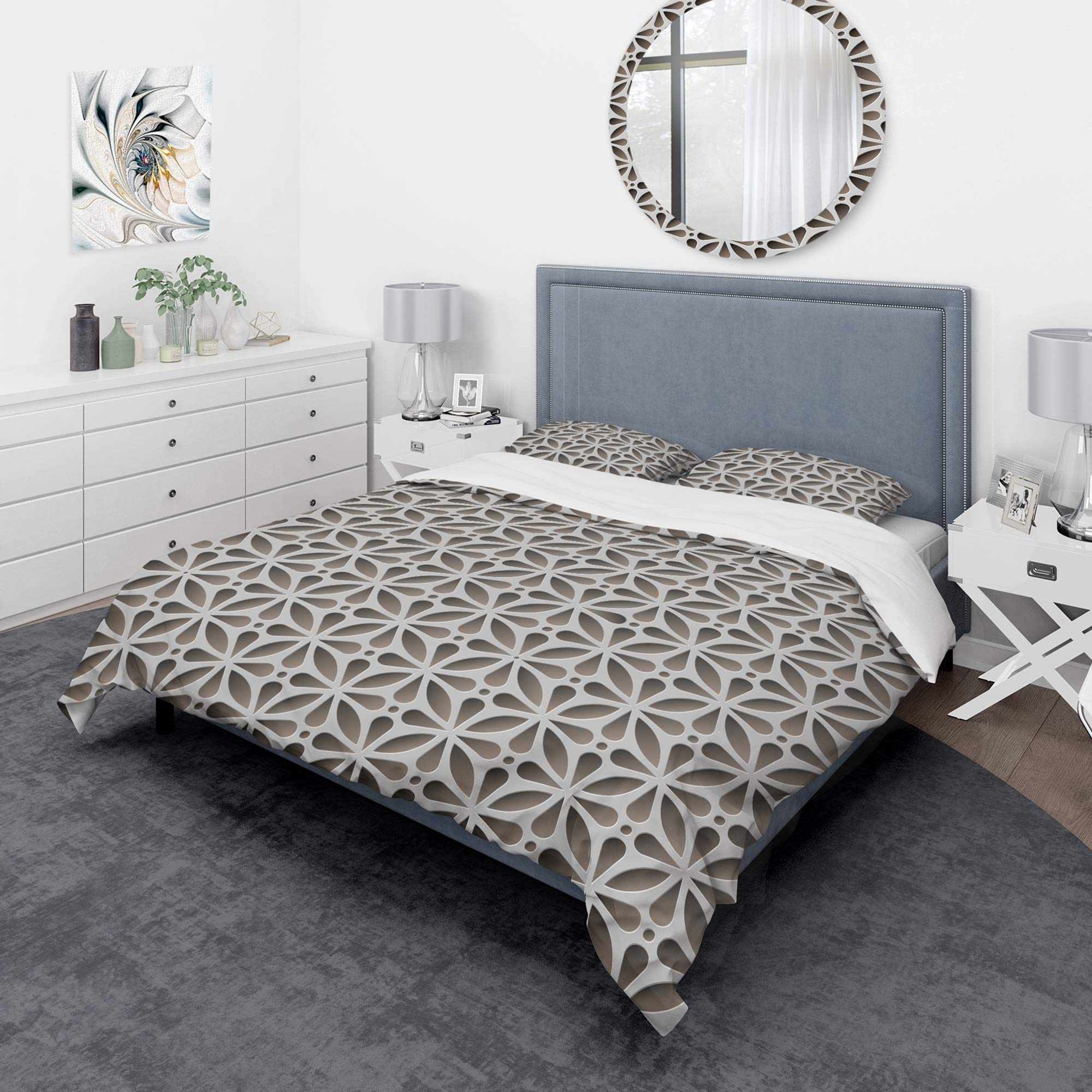 Grey Abstract Pattern Scandinavian Duvet Cover Set - Modern Nordic Bedding for Master Bedroom, Guest Room & Dorm Decor