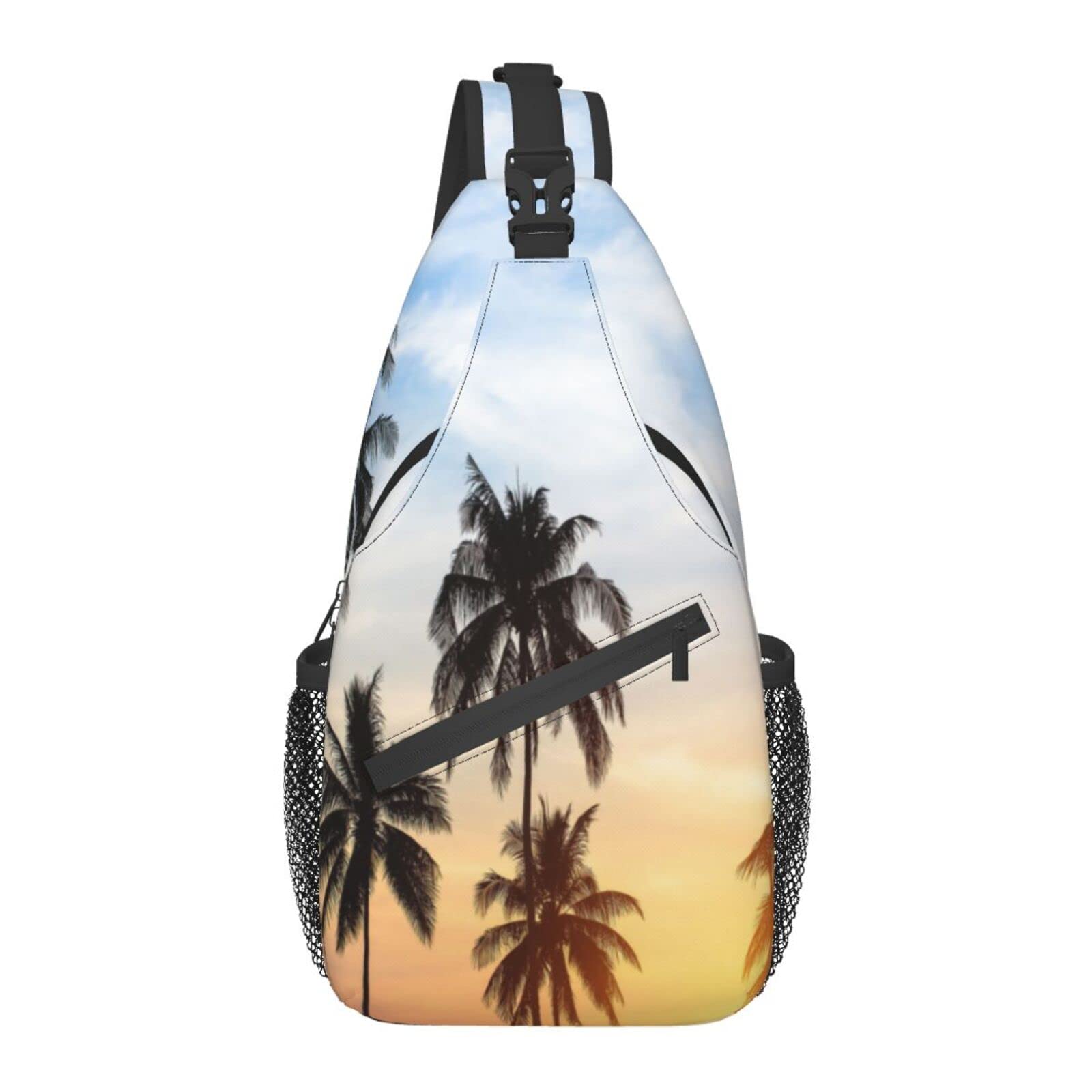 Adjustable Lightweight Tropical Beach Sling Bag - Crossbody Shoulder Backpack for Men & Women - Perfect for Travel, Hiking, Gym, Biking & Camping - Durable Casual Daypack for Outdoor Adventures