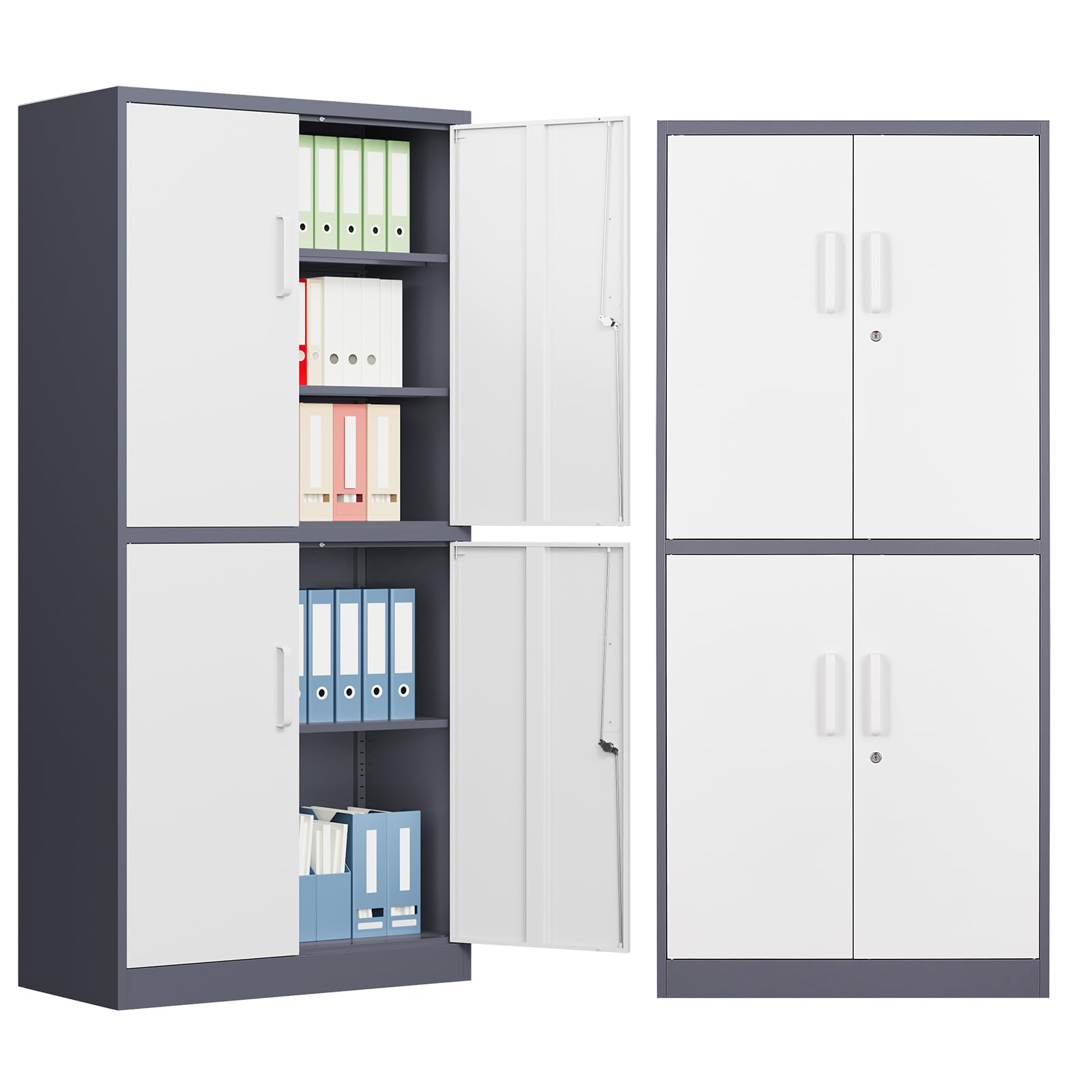 MIIIKO 4-Door Metal File Storage Cabinet with Lock, Heavy Duty Steel Office Cabinet with 5 Adjustable Shelves - Perfect for Home Office, Hospital, Garage & Commercial Storage Organization