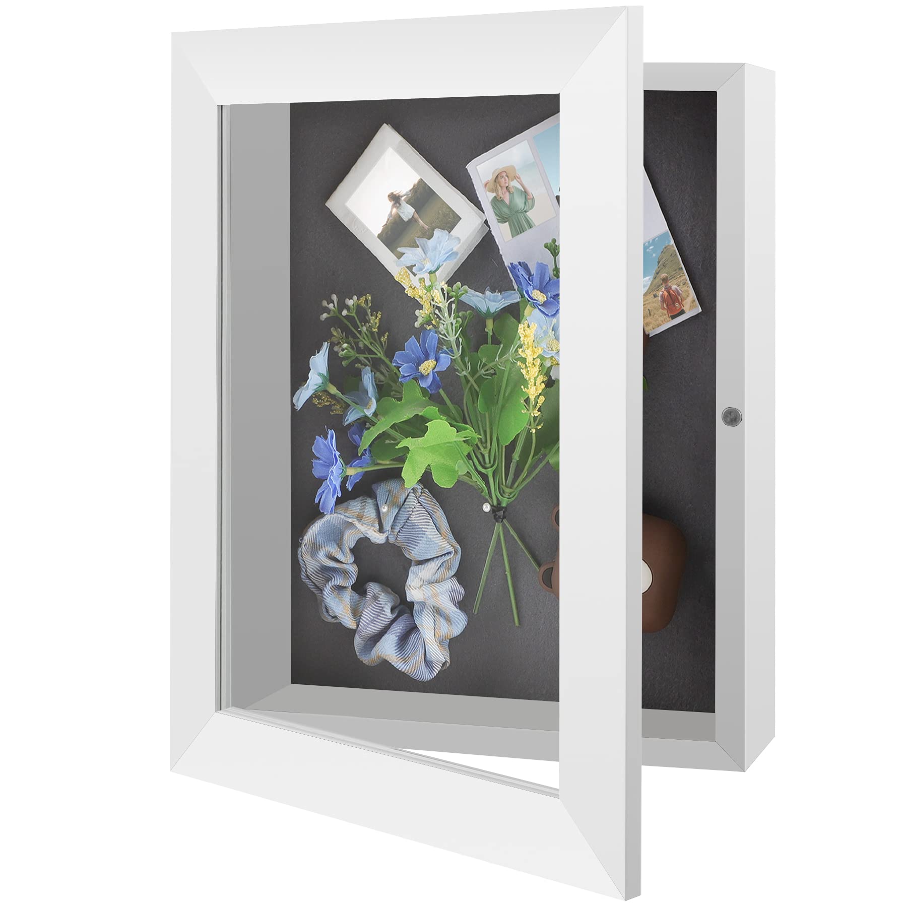 8x10.5 Inch White Shadow Box Frame with Linen Back - Premium Memory Display Case for Wedding Photos, Baby Keepsakes & Graduation Memorabilia - 1 Pack Wall Decor