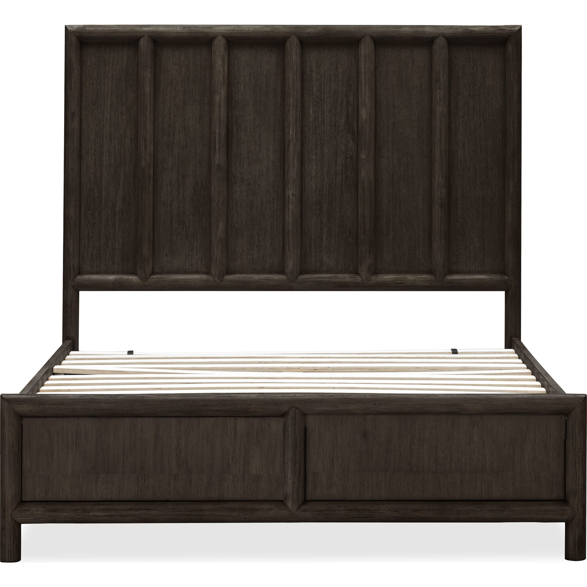 Dorsey Wooden Panel Bed Frame - Queen Size, Basalt Grey Finish - Solid Wood Platform Bed with Headboard for Bedroom, Guest Room, or Master Suite