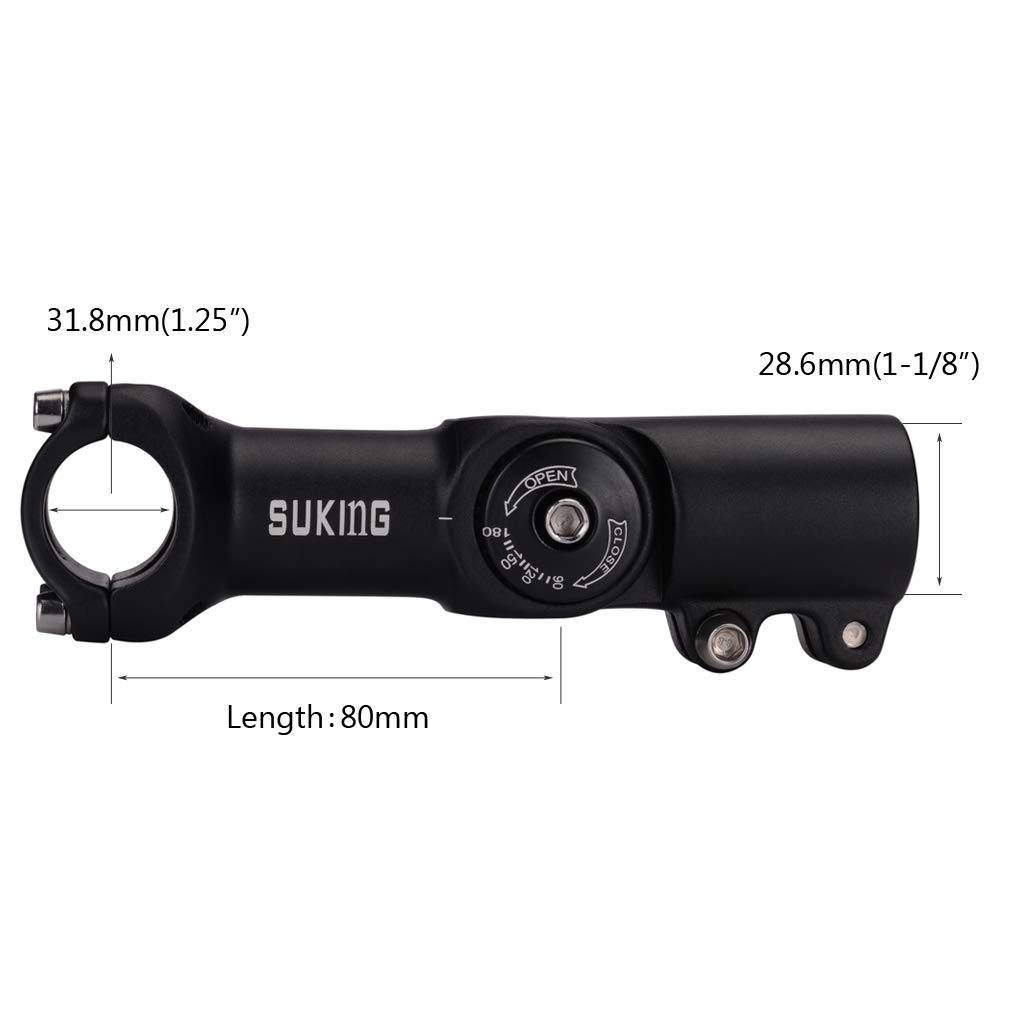 FOMTOR 31.8mm Adjustable Bike Stem 0-90 Degree 80mm MTB Handlebar Stem for Mountain Bike, Road Bike, Fixed Gear & BMX - Perfect for Commuting, Trail Riding & Urban Cycling