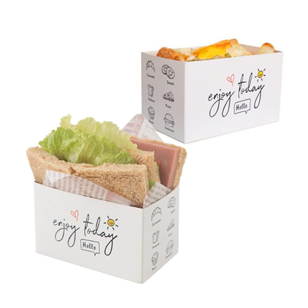 50 Pack Eco-Friendly Paper Take Out Containers | Mini Burger Boxes, Sandwich & Hot Dog Packaging | Food-Grade Toast & Donut Holding Trays | Perfect for Restaurants, Food Trucks, Cafes & Catering Services (Size L-A)
