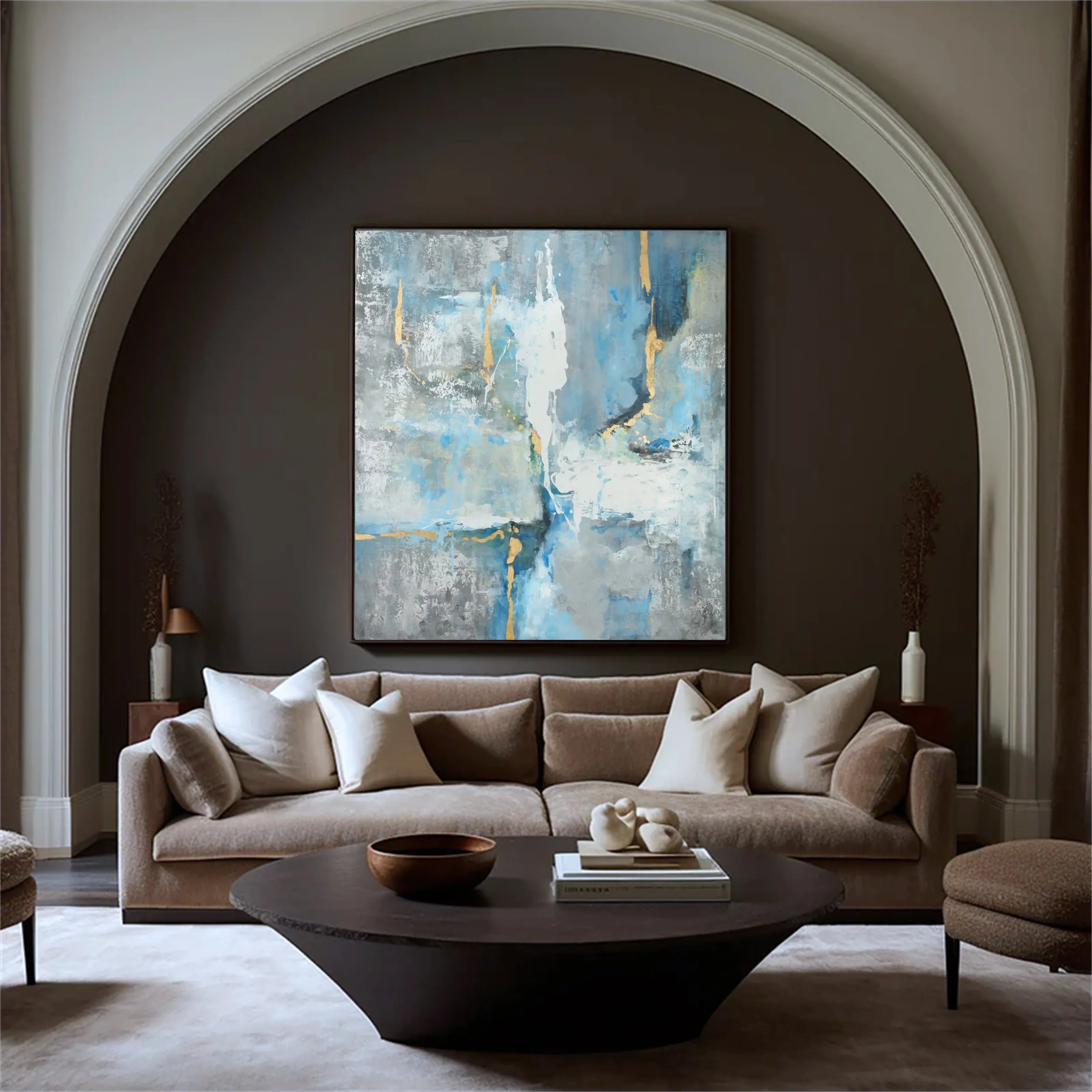Blue & Green Abstract Wall Art Print #BG079 - Modern Canvas Painting for Living Room, Bedroom & Office Decor