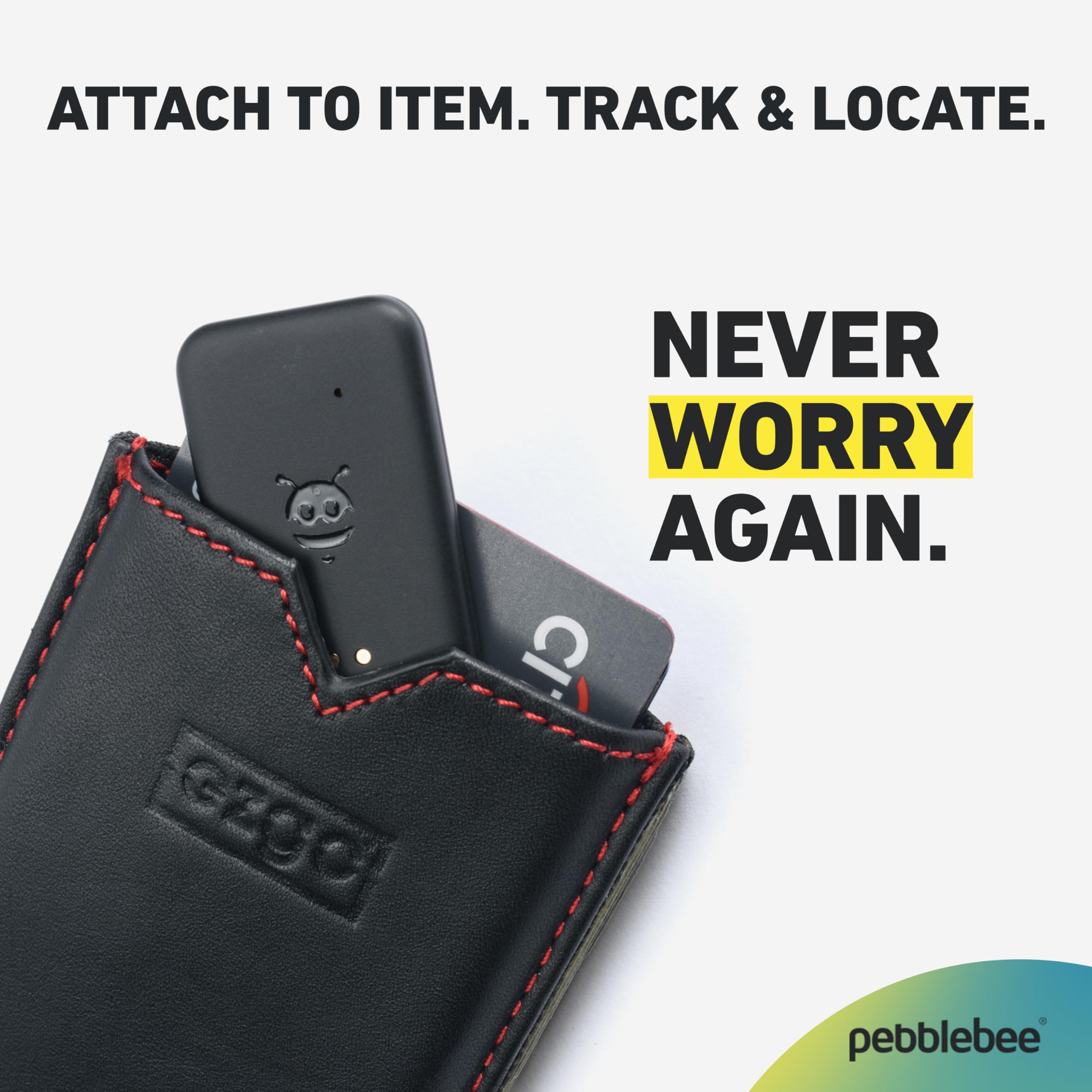 Pebblebee Tracker - Rechargeable Mini Bluetooth Item Finder for Keys, Wallets & Luggage | 8-Month Battery Life | Works with iOS Find My & Android Smartphones | LED Light & Sound Alerts | Perfect for Travel, Office & Daily Essentials Tracking