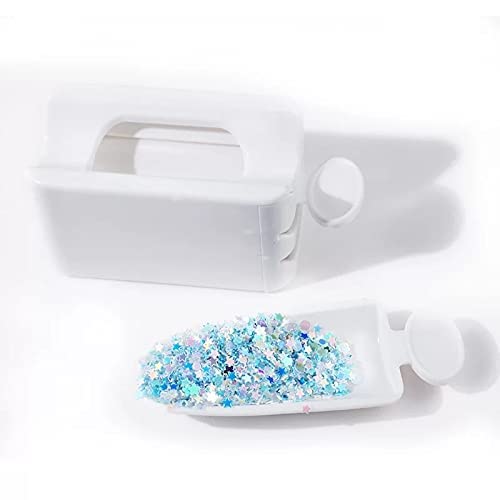 **Acrylic Nail Powder Storage Box with Glitter & Magic Mirror - Portable Dipping Powder Recycling Tray for Manicure & Nail Art - White (Perfect for Salon & Home Use)**