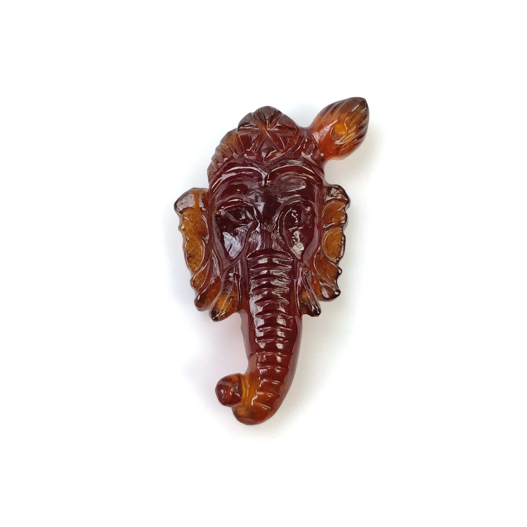 Natural Hessonite Garnet Gemstone Carving - 26.60cts Untreated Hand Carved Lord Ganesha 30x16mm | Spiritual Gift, Meditation Aid & Home Decor | Video Included