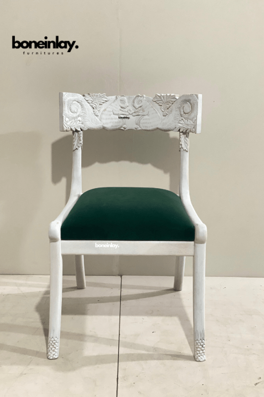 Hand Carved Fable Wooden Dining Chair - Solid Wood Indian Furniture for Home, Restaurant & Cafe Decor | Traditional Handcrafted Design