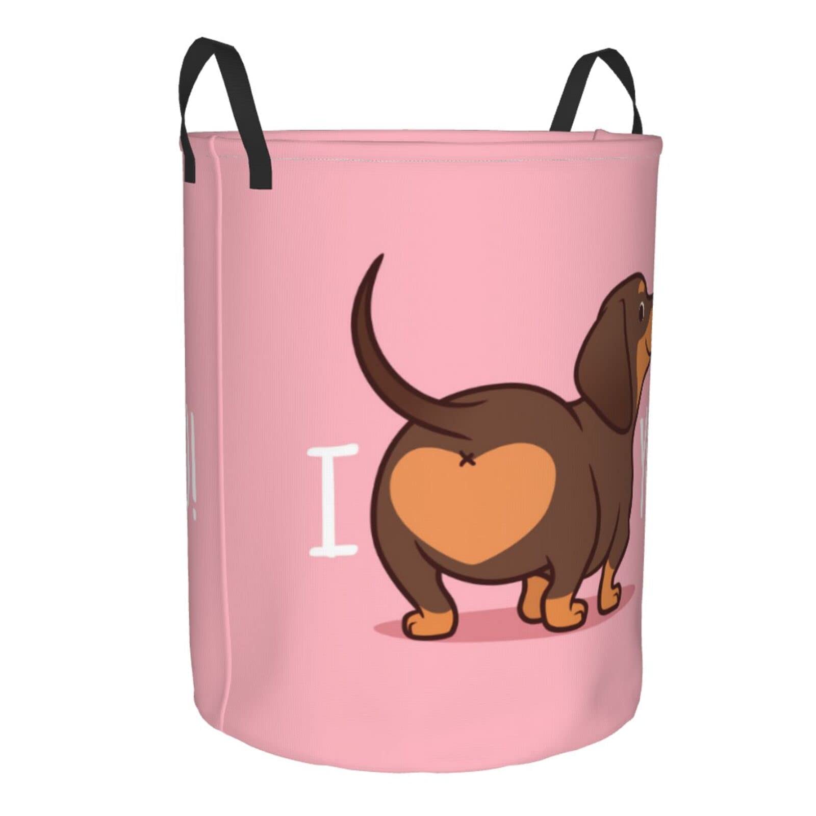 Waterproof Collapsible Laundry Basket with Handle - Large Fabric Hamper Organizer for Clothes, Toys & Bathroom Storage | Durable Dachshund Design for Pet Lovers | Perfect for Laundry Room, Bedroom & Dorm Organization