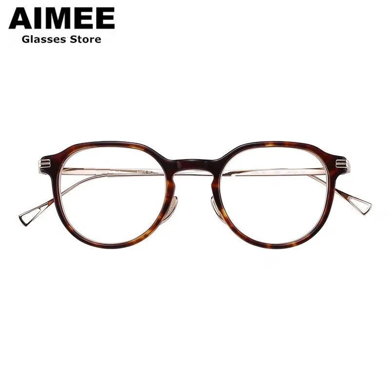 Stylish Unisex Oval & Round Titanium Acetate Eyeglasses Frame - Lightweight Durable Glasses for Men & Women - Perfect for Reading, Work, and Everyday Fashion