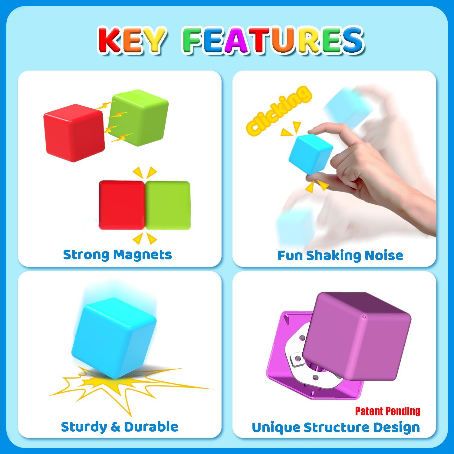 Pairez Magnetic Building Blocks for Toddlers - 24 PCS Large 1.65 Inch Stacking Cubes, Montessori Sensory Toys for Boys & Girls Ages 1-3 | STEM Learning, Creative Play & Early Childhood Development Toys