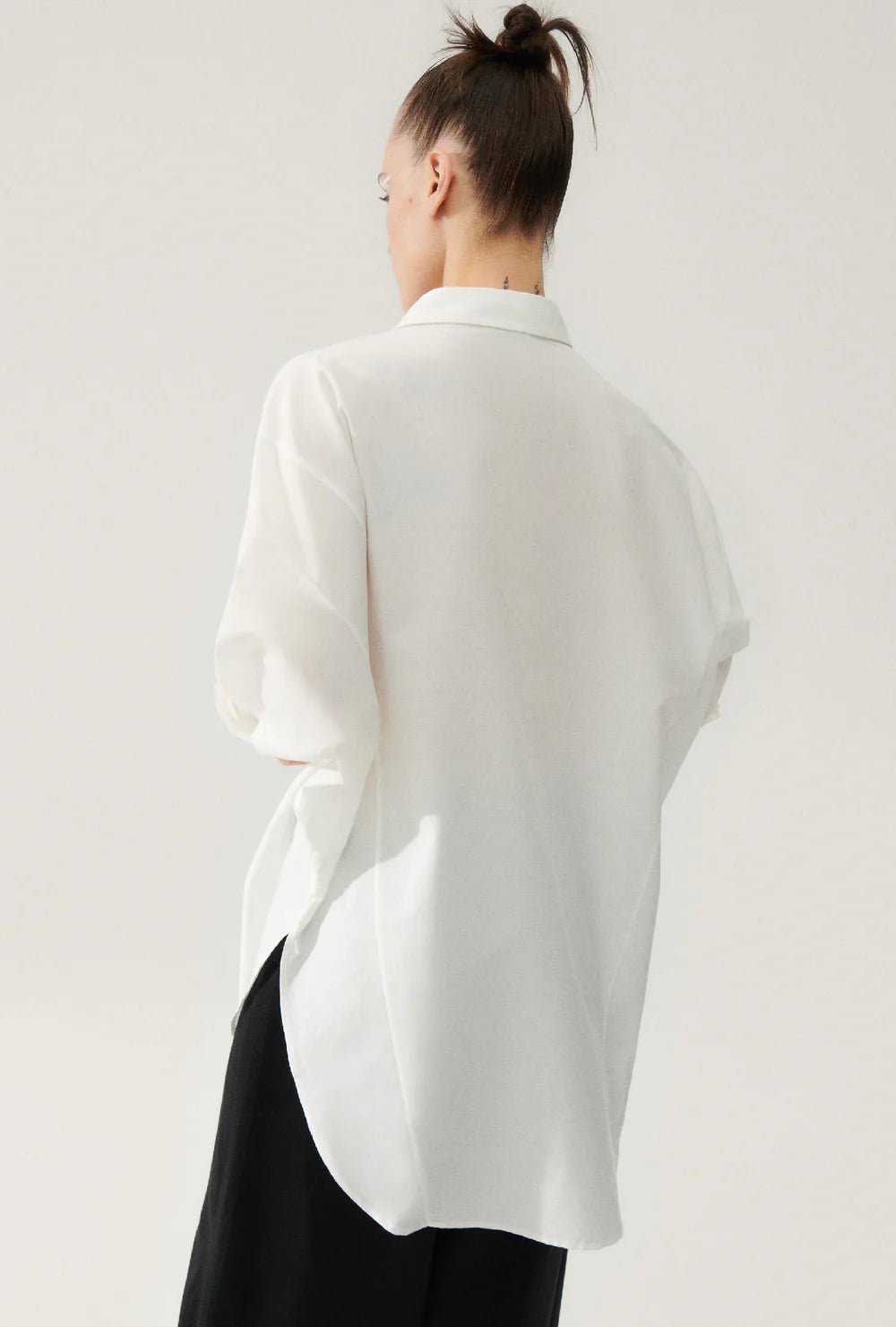 Premium Cotton Silk Blend Round Neck Shirt for Women - Soft & Breathable White Blouse for Casual & Office Wear