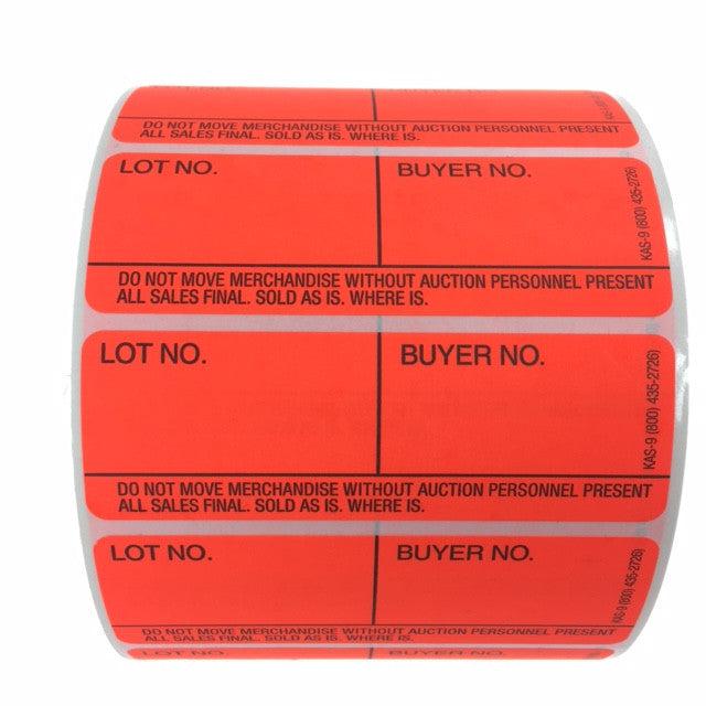 Style 9 Fluorescent Red Lotting Labels - Super Stick Adhesive (1000/Roll) for Warehouse Organization, Inventory Management & Industrial Labeling
