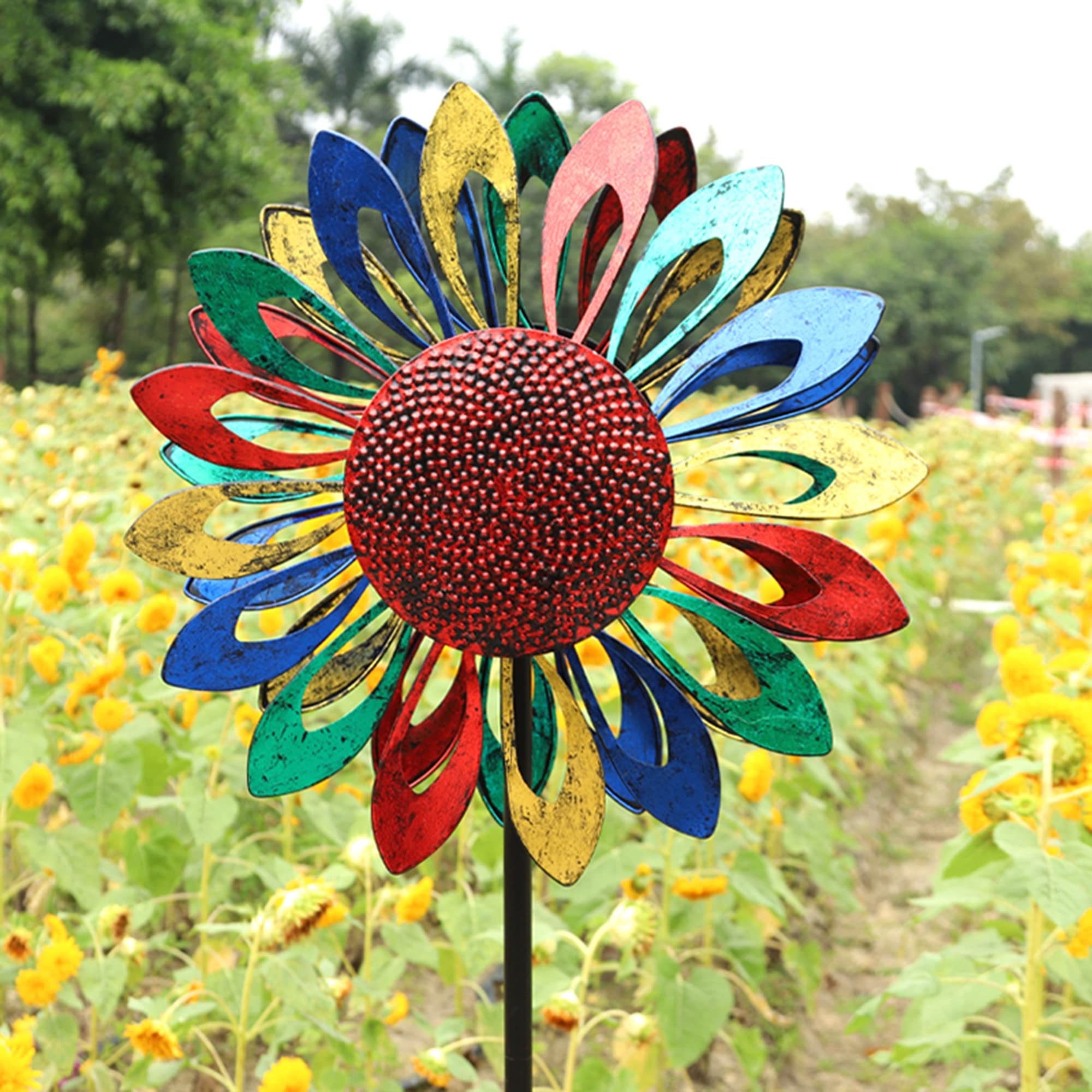 Large 84-Inch Sunflower Metal Wind Spinner for Yard, Garden, Lawn & Patio | Outdoor Kinetic Windmill Decor | Perfect for Backyard, Front Yard & Outdoor Spaces