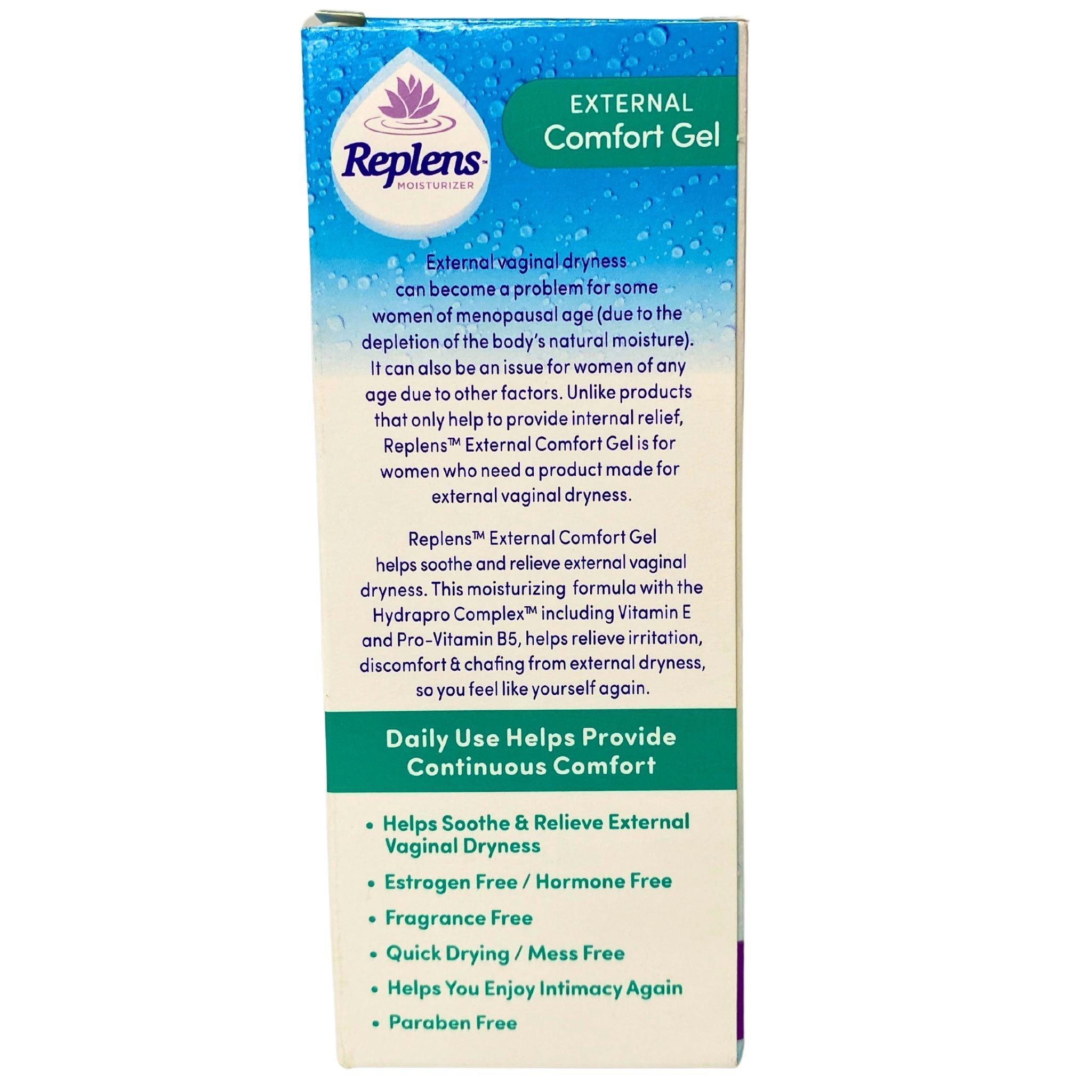 Replens Moisturizer External Comfort Gel 1.5 oz - Estrogen Free, 50 Pack - Hydrating Vaginal Moisturizer for Women's Intimate Care & Dryness Relief