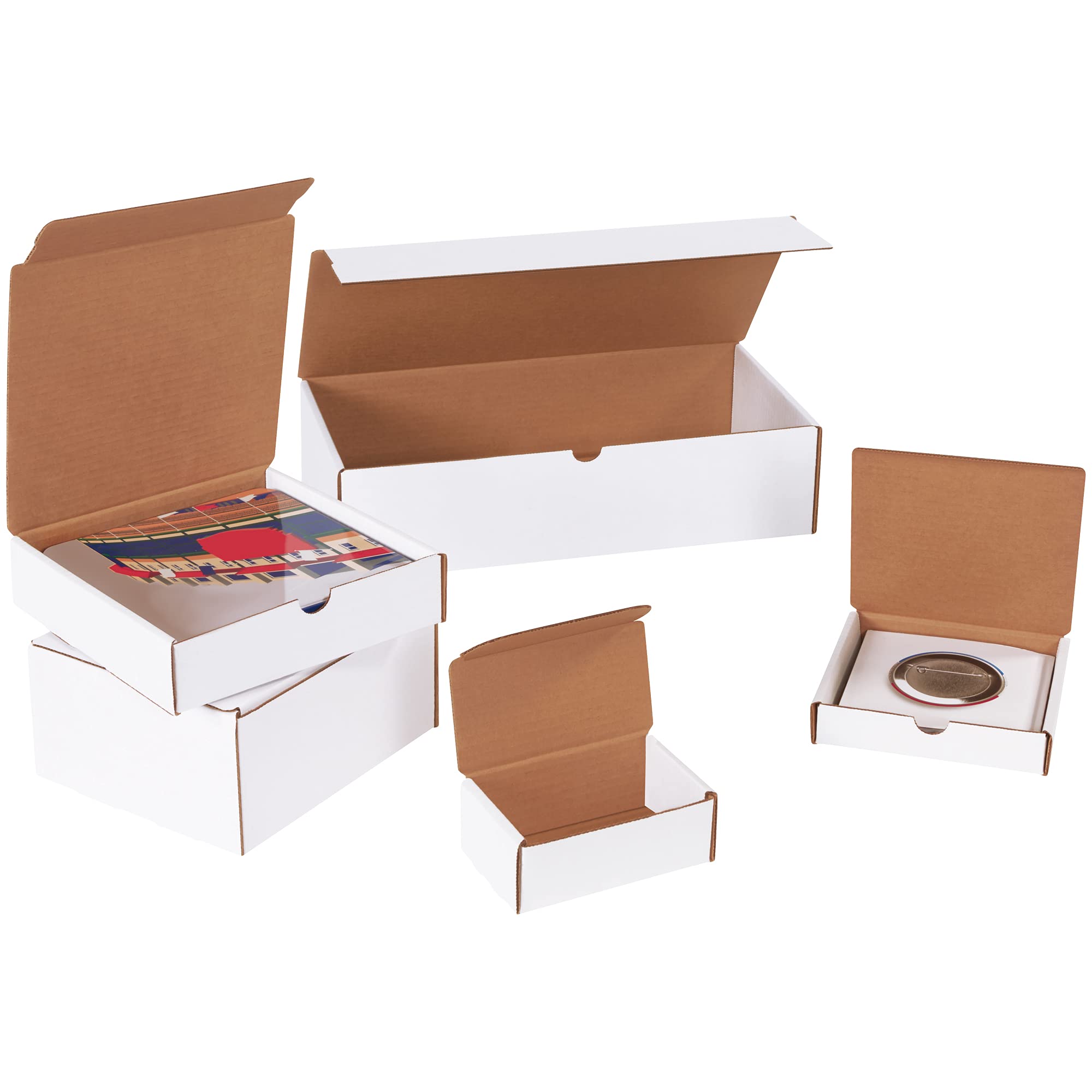 BOX USA BMIBMS1000 White Corrugated Mailers 15 1/8 x 11 1/8 x 4 Inches - Pack of 50 Shipping Boxes for Mailing, Packaging, and Ecommerce