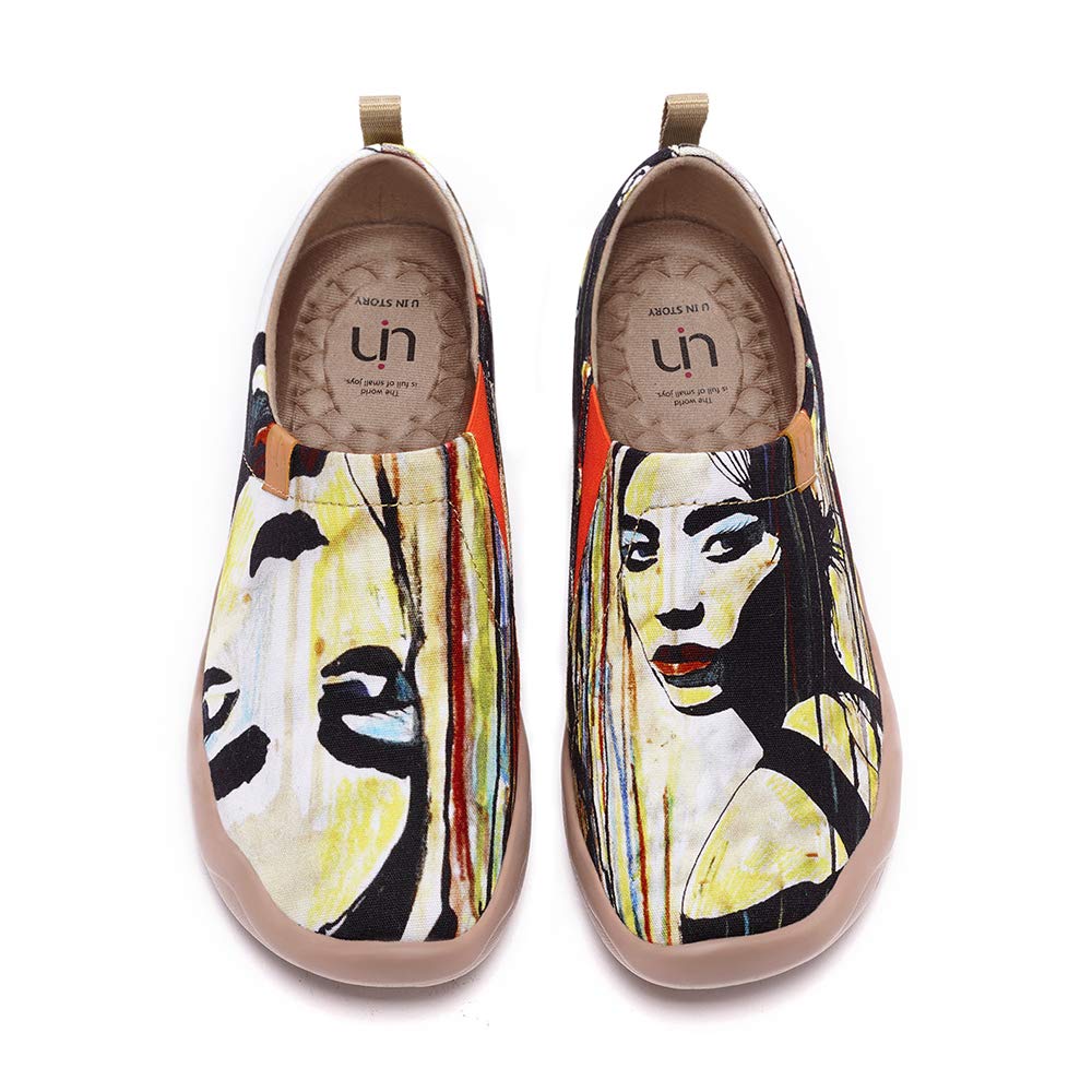 UIN Women's Slip On Sneakers - Casual Knit Loafers with Artistic Painting | Soft & Comfortable Walking Shoes for Women | Perfect for Work, Travel & Everyday Wear