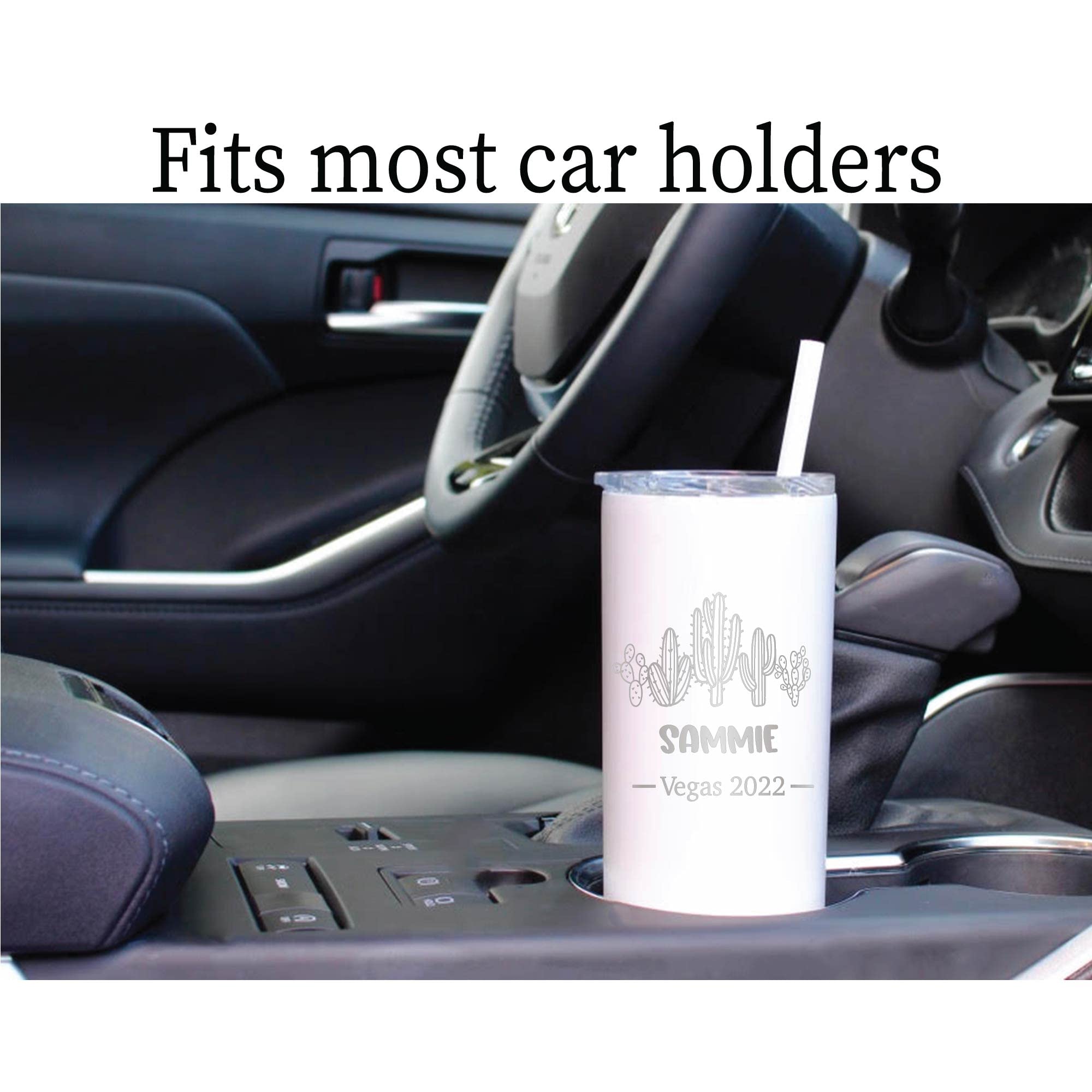 AVITO Personalized Cactus Tumbler - 20oz Vacuum Insulated Stainless Steel Cup with Lid & Straw - Laser Engraved Custom Name - Perfect for Office, Gym & Outdoor Activities