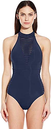 Jets by Jessika Allen Women's Parallels High Neck One Piece Swimsuit - Sexy Bathing Suit for Beach, Pool & Summer Vacations