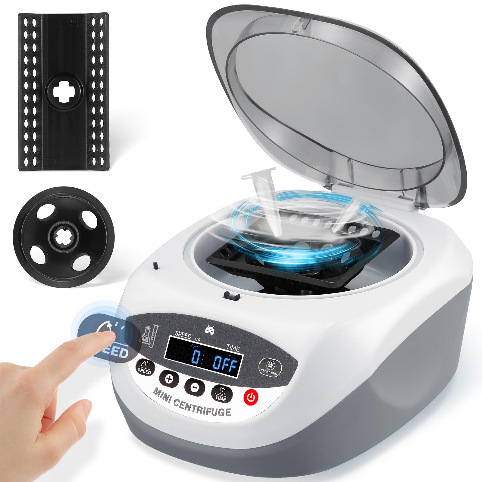Mxmoonant Mini Centrifuge Machine 12000RPM - High Speed Lab Benchtop PCR Centrifuge for 0.2/0.5/1.5/2/5ml Tubes - Compact Electric Desktop Centrifuge for DNA/RNA Sample Preparation in Laboratories & Research Facilities