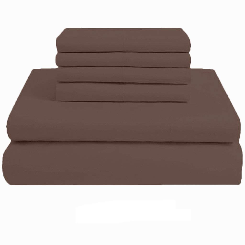 Luxury 6-Piece King Size Bed Sheets Set - 600 Thread Count Egyptian Cotton - 1 Flat Sheet, 1 Fitted Sheet (10
