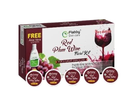 Flabby Red Plum Wine Facial Kit - Brightening & Tan Removal for Glowing Skin | 155GM | Perfect for Dull & Tanned Skin Care Routine at Home or Salon