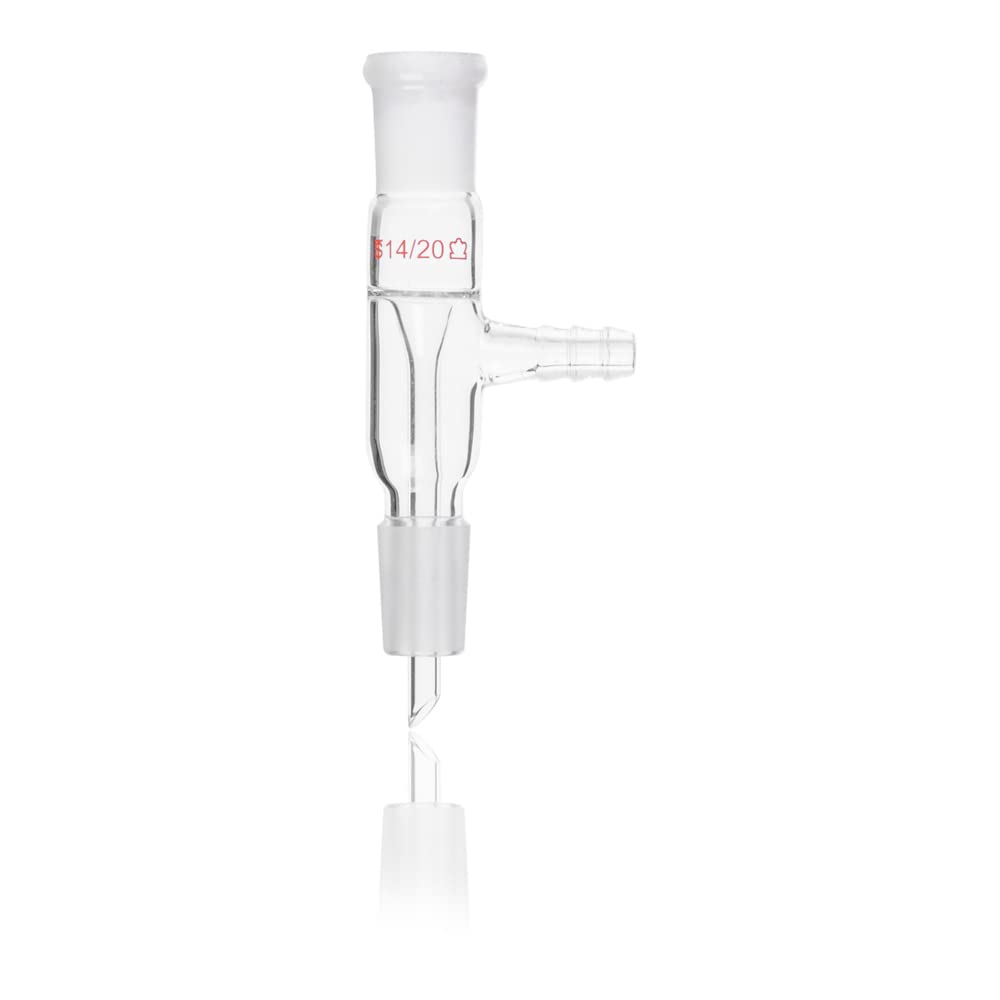 Kimble 205000-2440 Lab Glassware Inlet Adapter with #2 Hose Connection, 24/40 Joints, 155mm Height - Perfect for Chemistry Experiments & Distillation Setups
