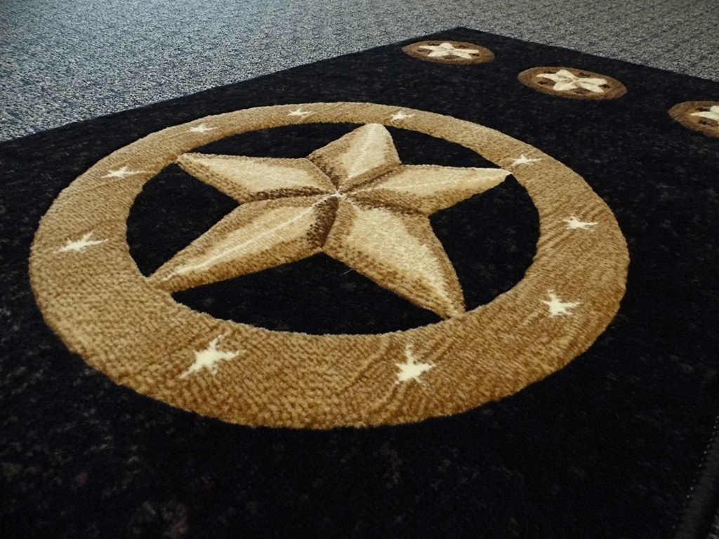 Texas Western Star Rustic Cowboy Decor Area Rug - Black 2x7 Feet Runner - Perfect for Ranch, Cabin & Southwestern Home Decor