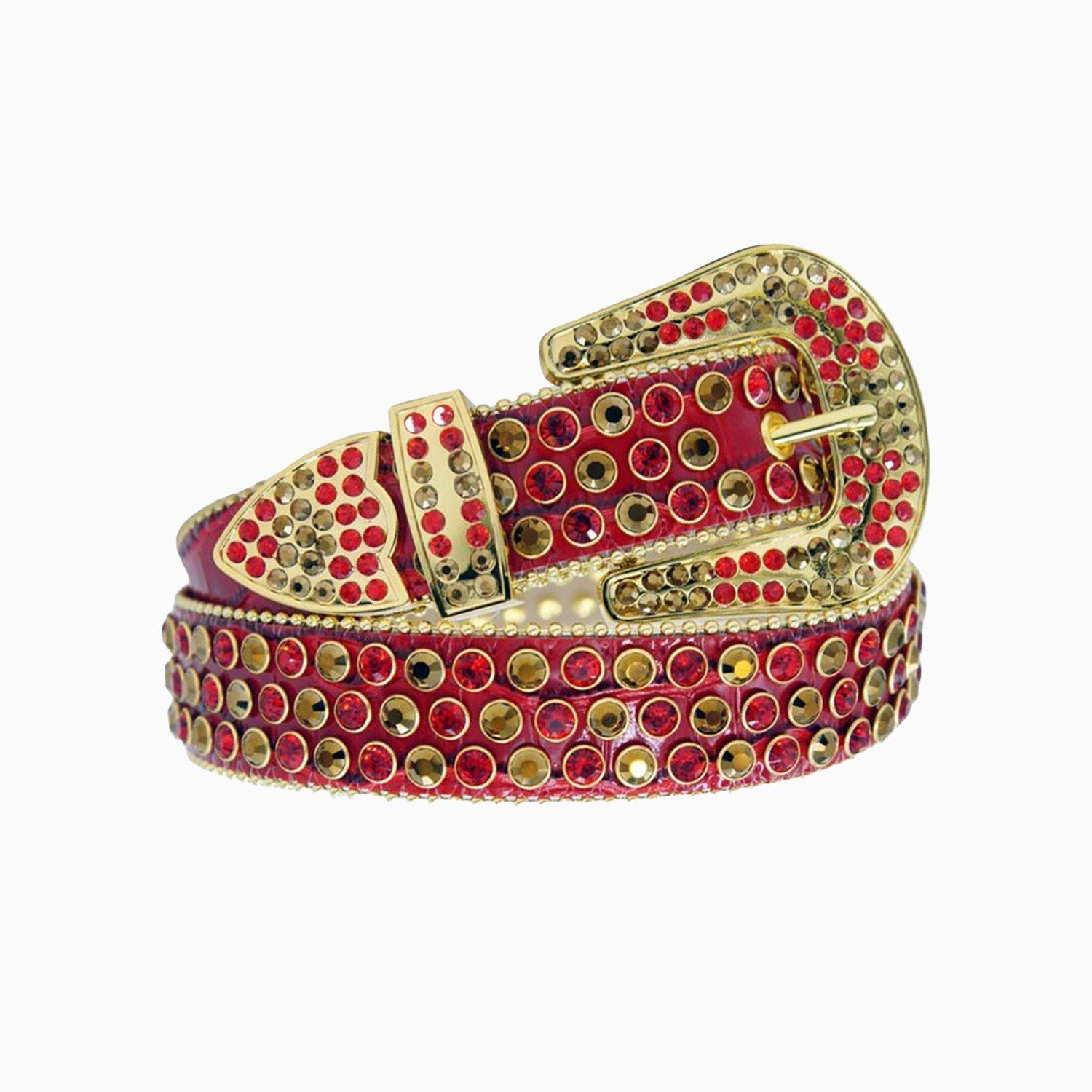 Premium DNA Belt - Genuine Faux Alligator Leather in Rich Maroon with Gold-Tone Stone Accents | Stylish Dress Belt for Men, Perfect for Weddings, Business & Formal Occasions