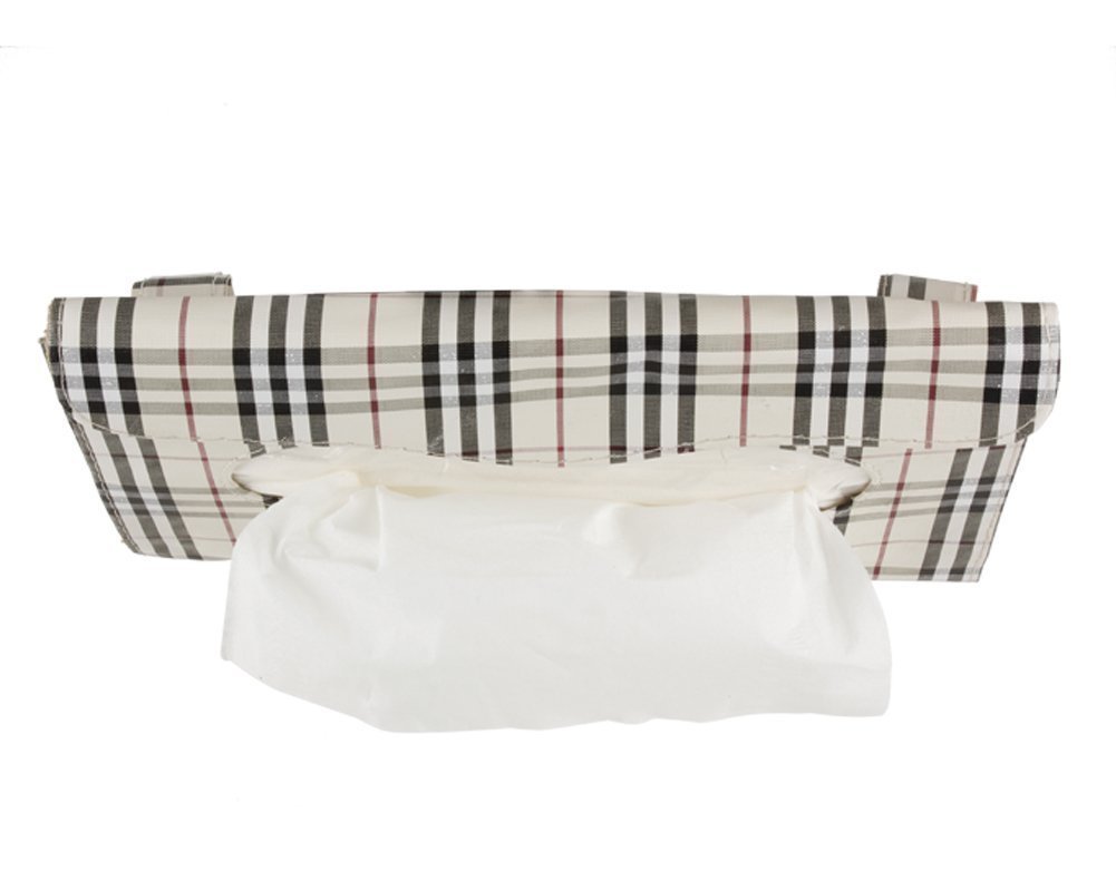 Car Visor Tissue Holder - Plaid Paper Towel & Napkin Storage Box for Auto Sun Visor | Perfect for Road Trips, Commuting & Family Travel Accessories