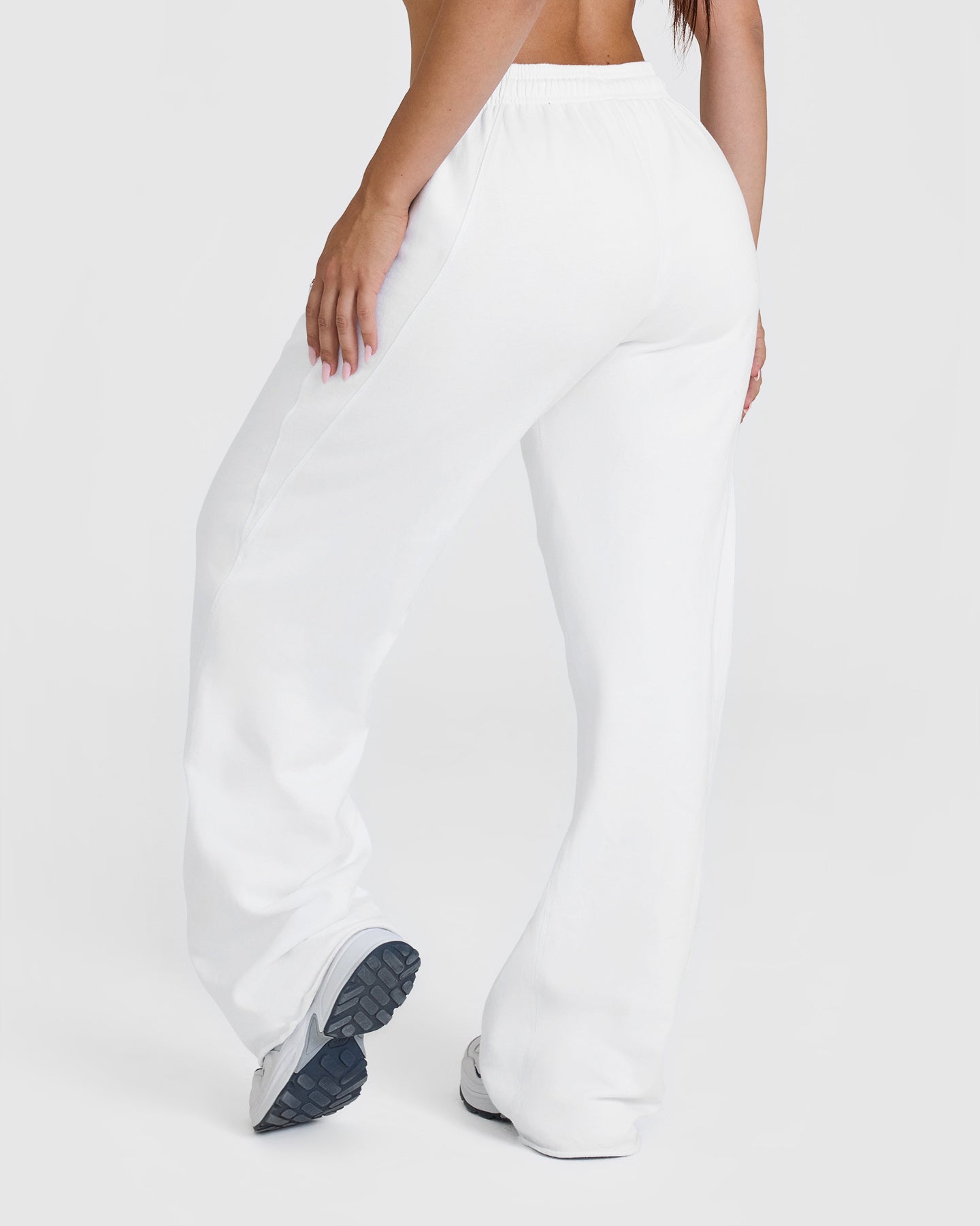 Raw Lounge Wide Leg Joggers with Graphic Print | Women's Comfortable White Sweatpants for Yoga, Lounging & Casual Wear