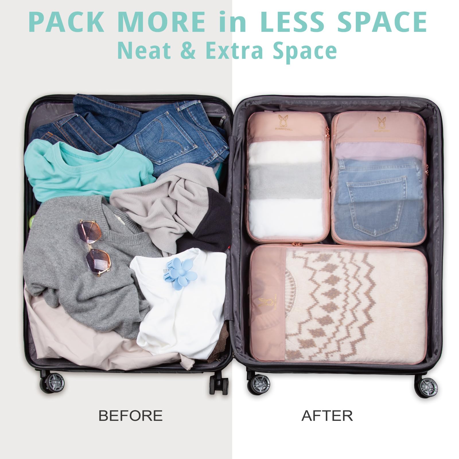 Transparent Expandable Compression Packing Cubes - Breathable Mesh Travel Organizer Set for Suitcases | Lightweight Luggage Essentials | Perfect for Business Trips, Vacations & Backpacking