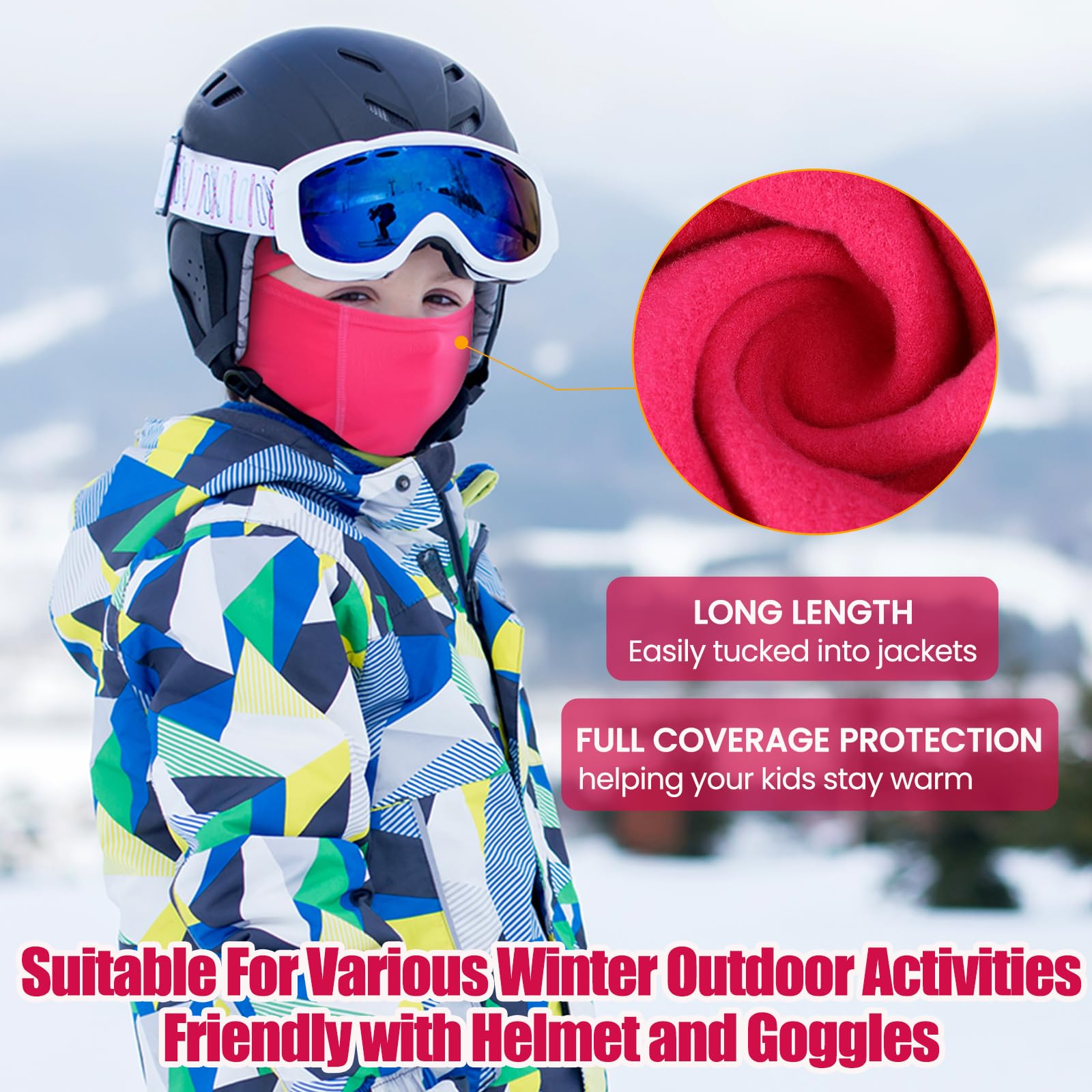Kids Fleece Balaclava Ski Mask - Winter Face Cover for Boys & Girls | Cold Weather Protection for Skiing, Snowboarding & Outdoor Activities | Black