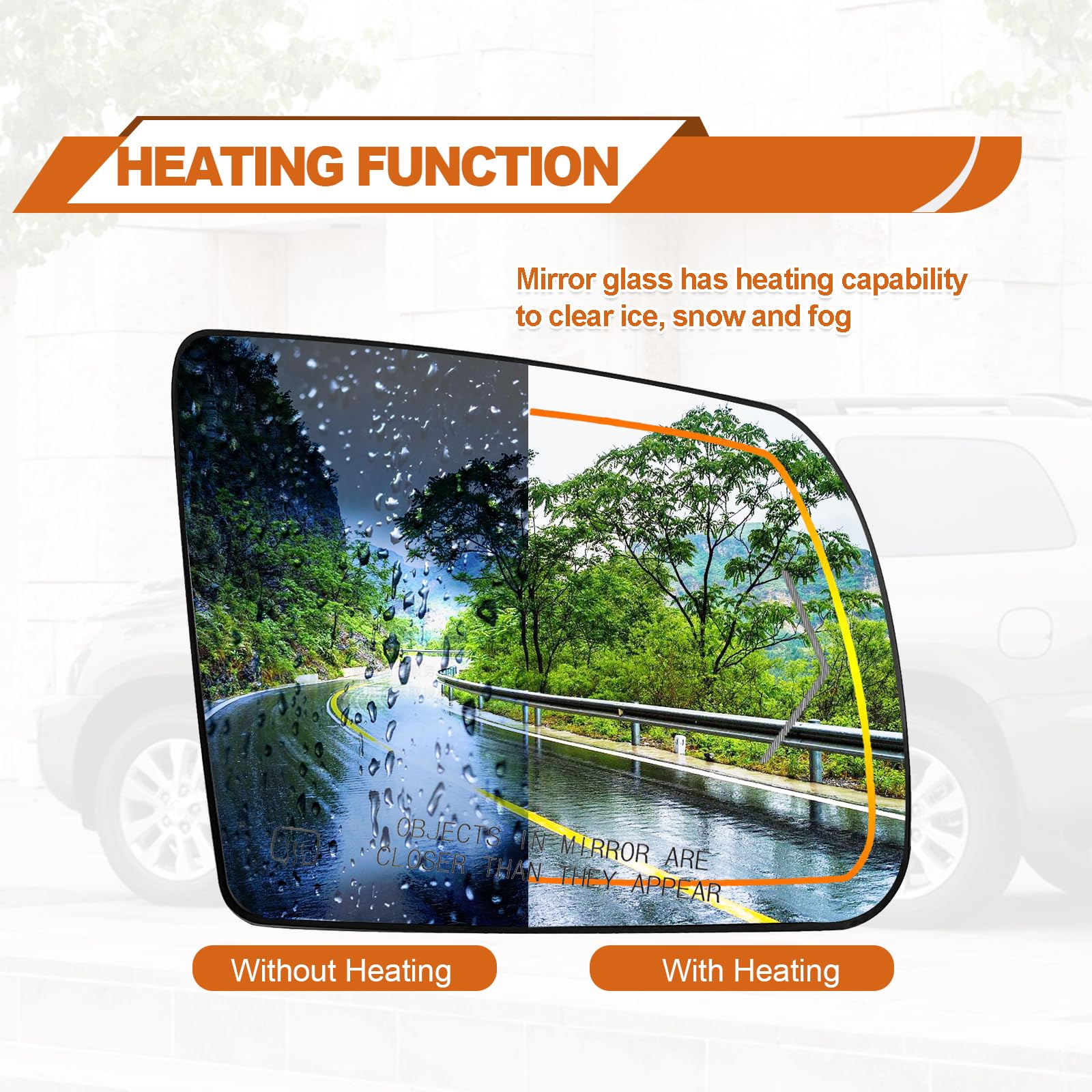 Heated Passenger Side Mirror Glass Replacement for Toyota Sequoia 2008-2017 & Tundra 2007-2020 - Right Side View Convex Mirror with Rear Holder and Turn Signal - Perfect for Winter Driving and Enhanced Visibility