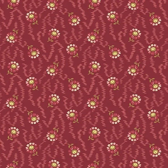 Lady Tulip by Edyta Sitar - A185R Red Daisy Floral Fabric - Perfect for Quilting, Home Decor & DIY Craft Projects
